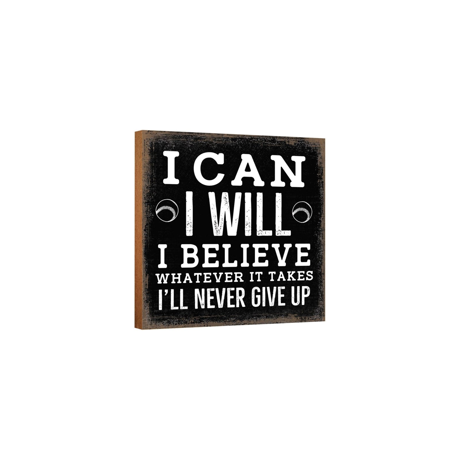 Rustic Wooden Baseball Shadow Box Shelf Décor With Inspiring Bible Verses - I Can - LifeSong Milestones