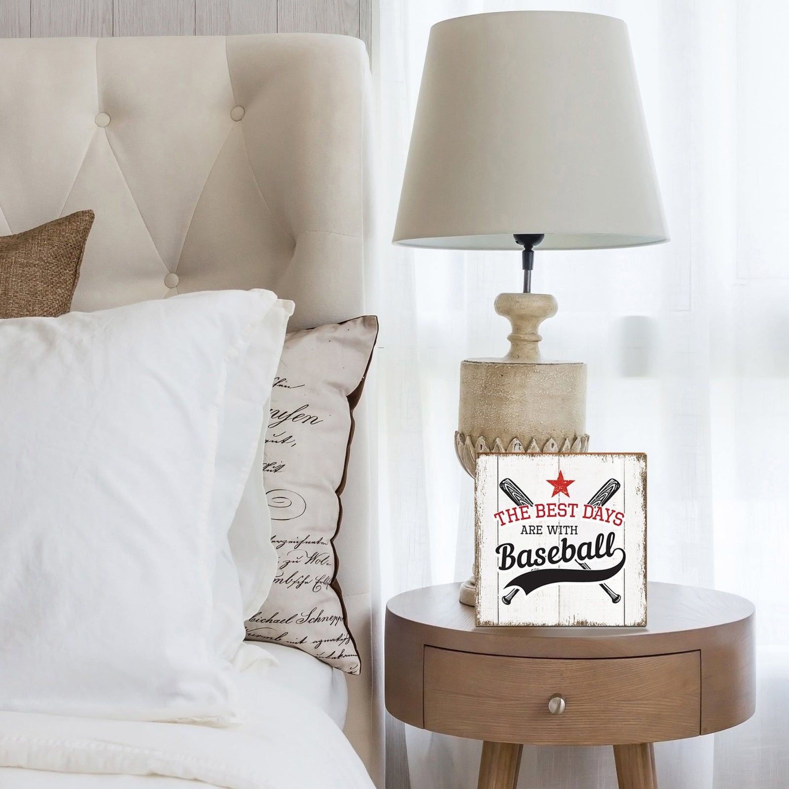 Rustic Wooden Baseball Shadow Box Shelf Décor With Inspiring Bible Verses - The Best Days - LifeSong Milestones