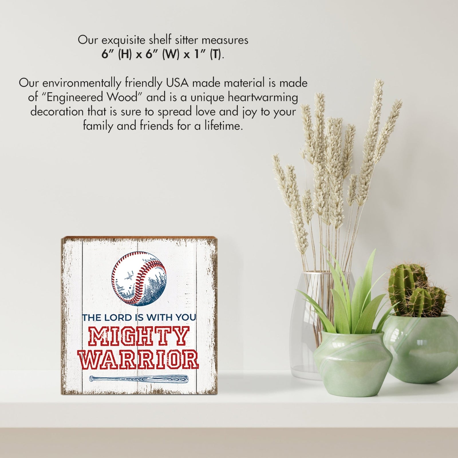 Rustic Wooden Baseball Shadow Box Shelf Décor With Inspiring Bible Verses - The Lord Is - LifeSong Milestones