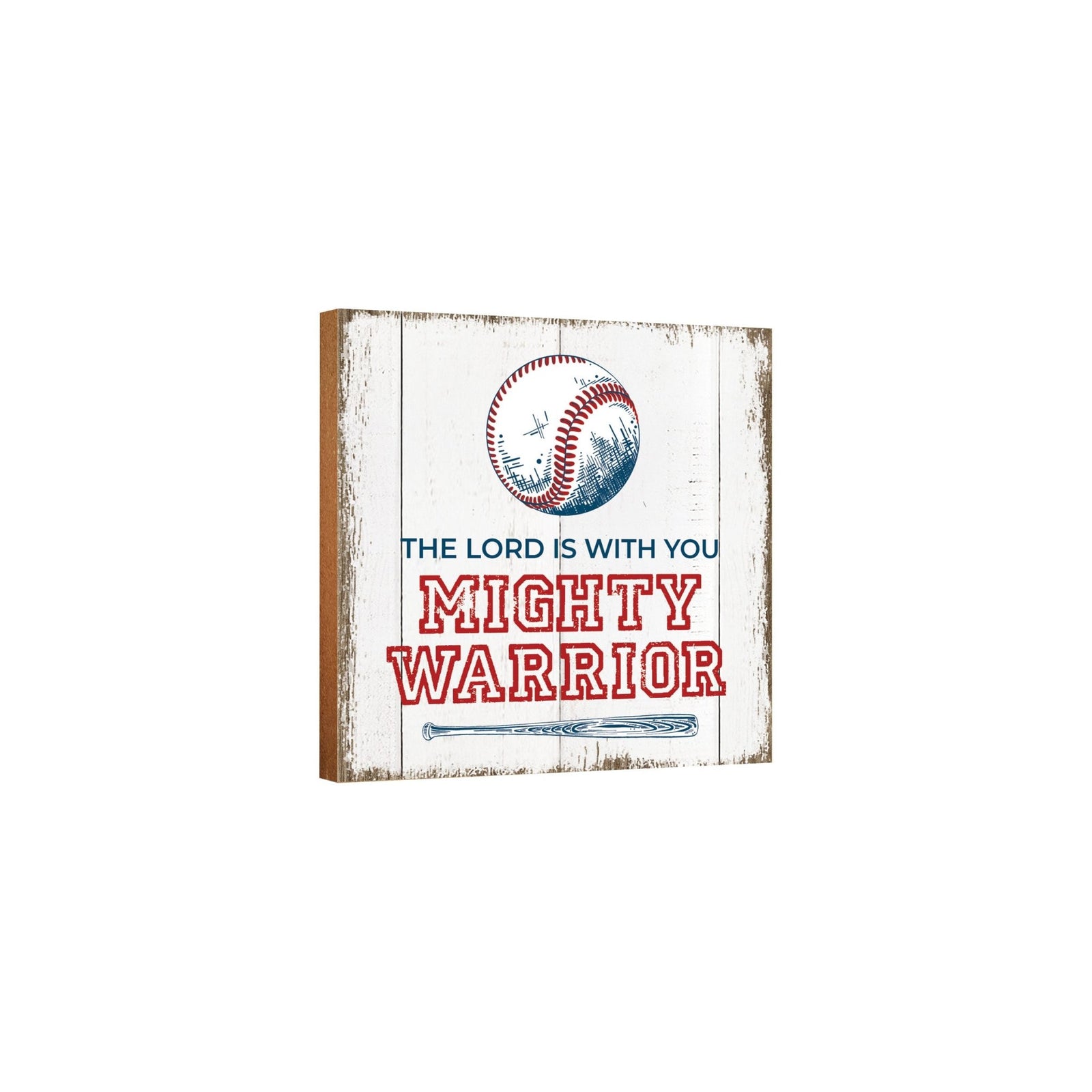 Rustic Wooden Baseball Shadow Box Shelf Décor With Inspiring Bible Verses - The Lord Is - LifeSong Milestones