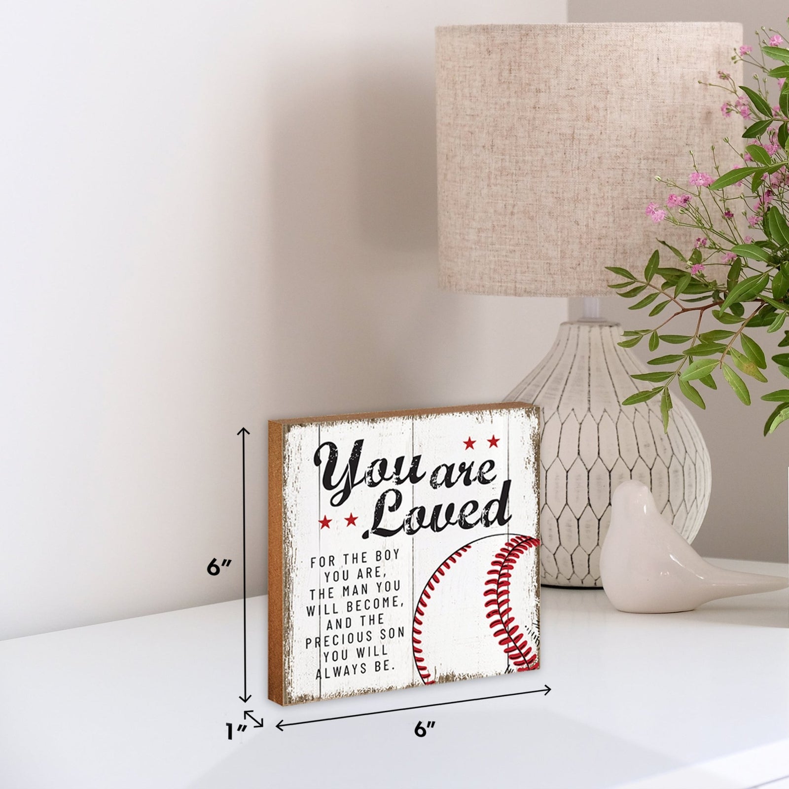 Rustic Wooden Baseball Shadow Box Shelf Décor With Inspiring Bible Verses - You Are Loved - LifeSong Milestones