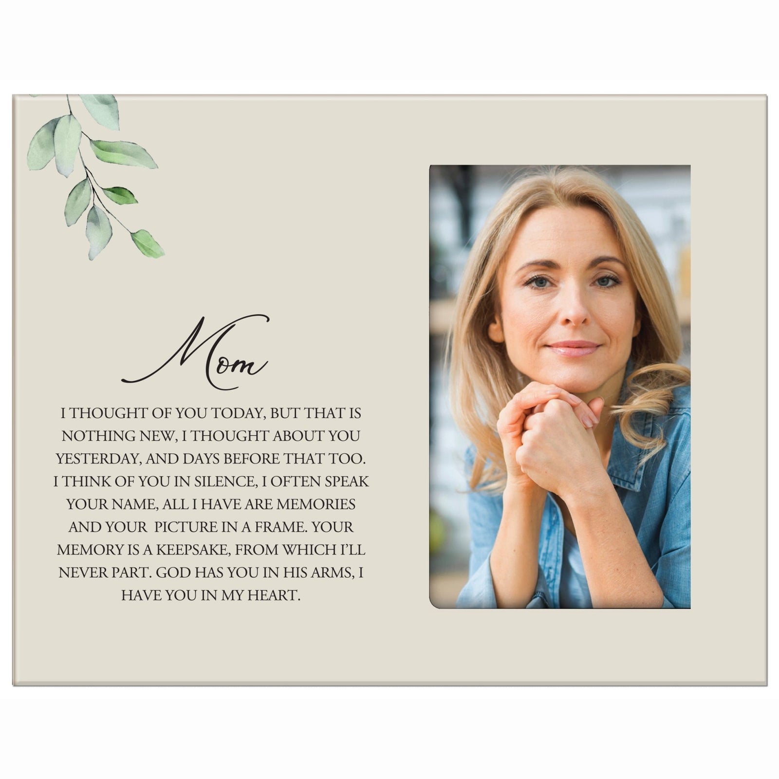 Sentimental Human Memorial Photo Frame Gift Bereavement Gift Idea - Mom I thought of you - LifeSong Milestones