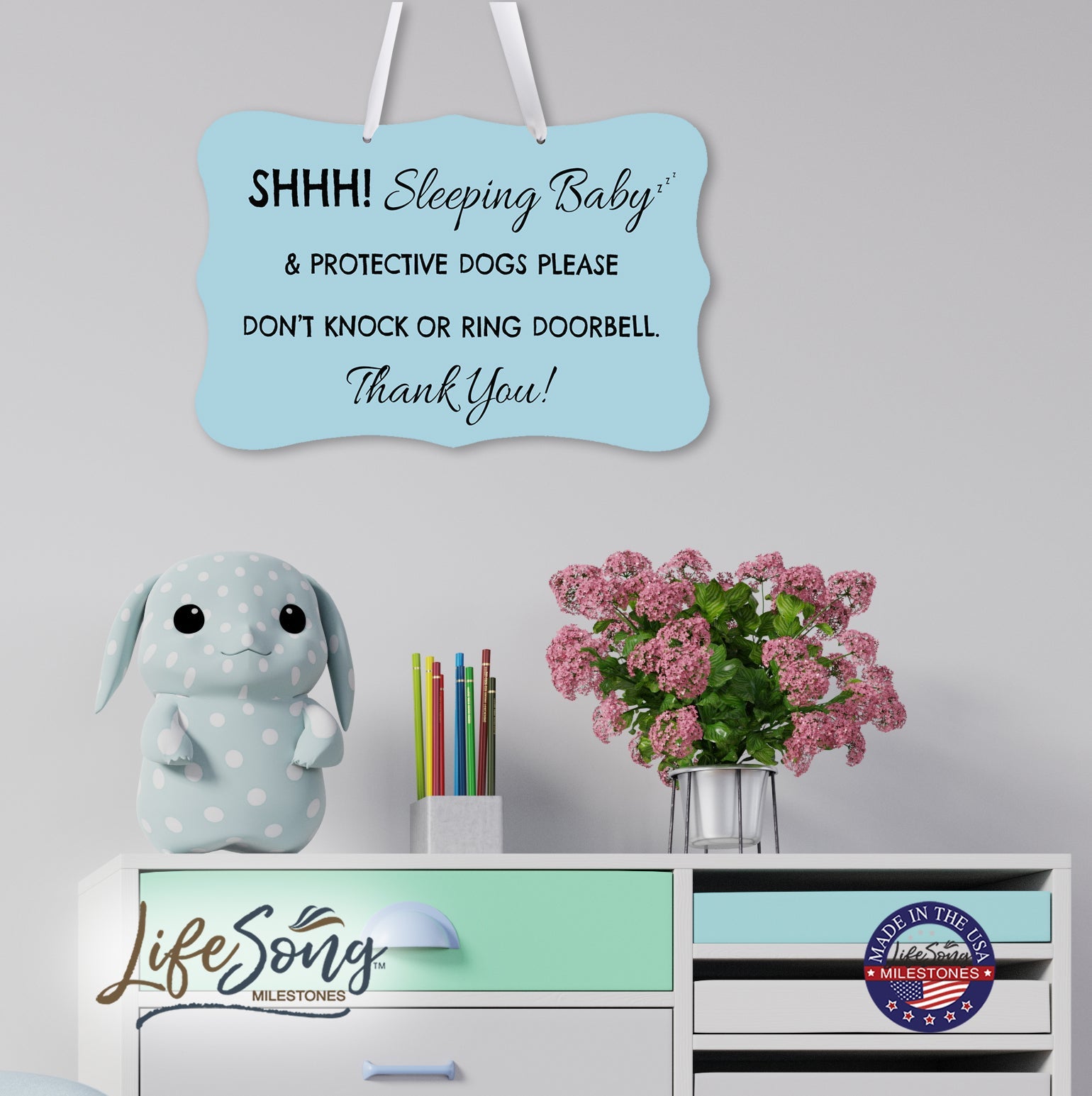 Shaped Rope Sign for Front Door Design 1 - Sleeping Baby - LifeSong Milestones