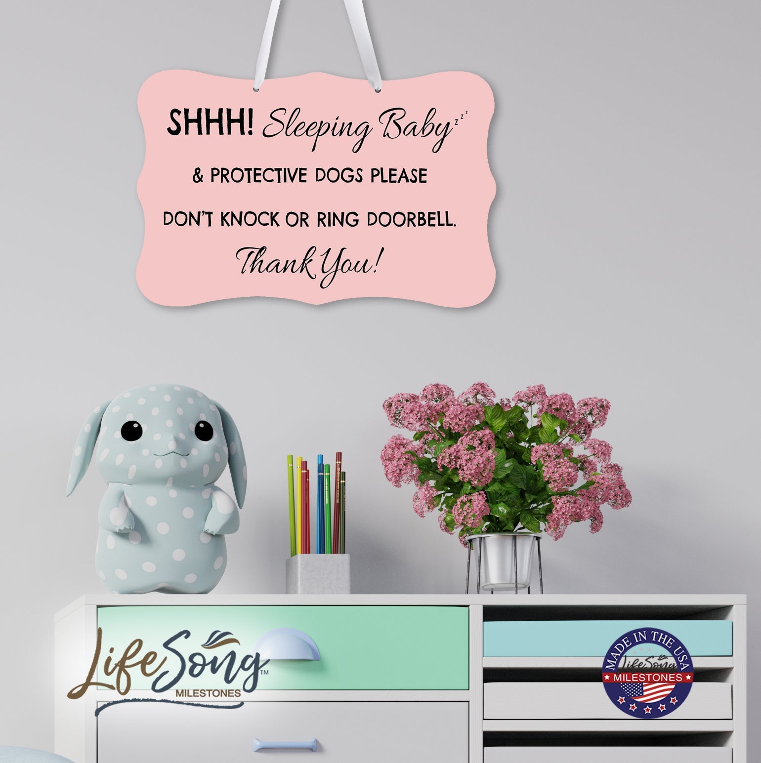 Shaped Rope Sign for Front Door Design 1 - Sleeping Baby - LifeSong Milestones