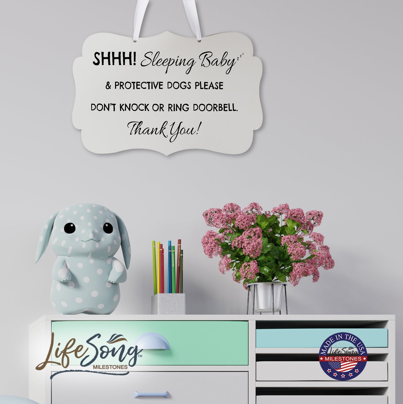 Shaped Rope Sign for Front Door Design 2 - Sleeping Baby - LifeSong Milestones