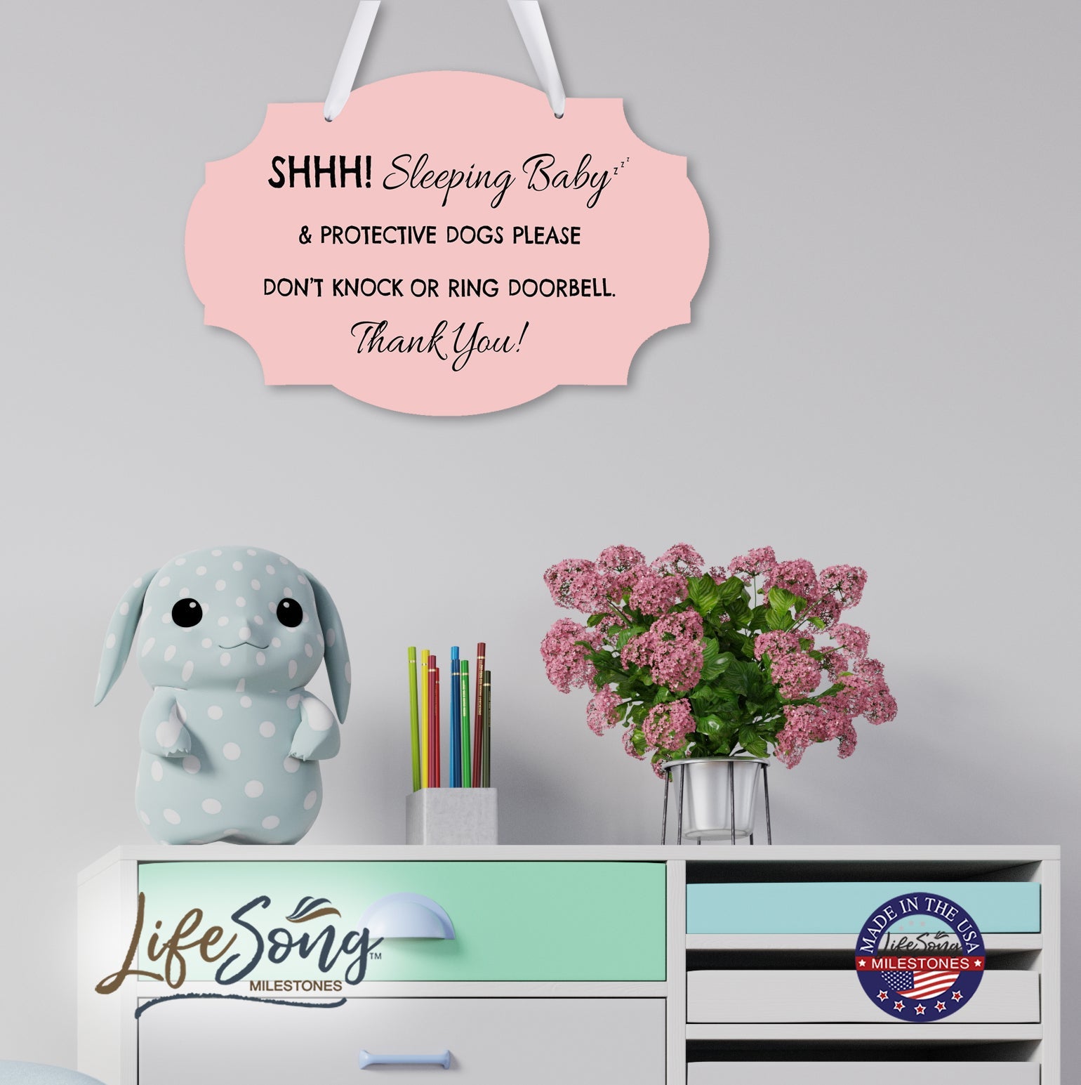 Shaped Rope Sign for Front Door Design 3 - Sleeping Baby - LifeSong Milestones