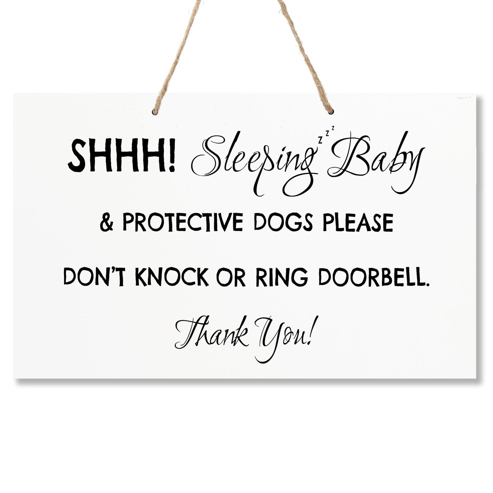 Sleeping Baby Rope Sign for Front Door - 8x12 - LifeSong Milestones