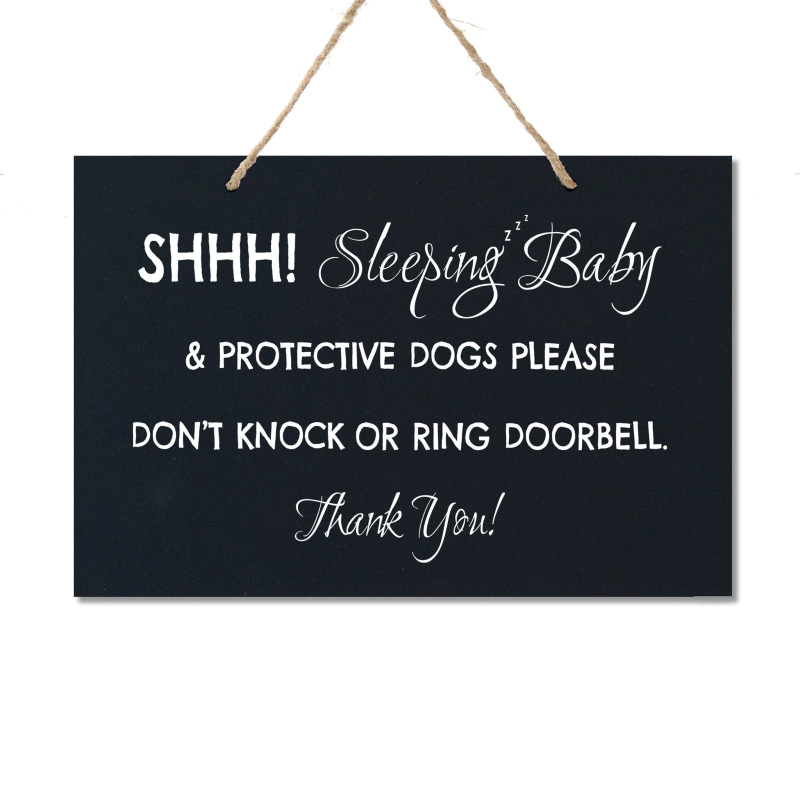 Sleeping Baby Rope Sign for Front Door - 8x12 - LifeSong Milestones