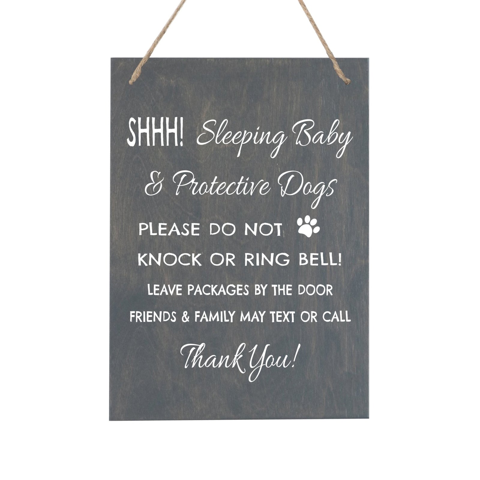 Sleeping Baby Rope Sign for Front Door - SHHH! - LifeSong Milestones