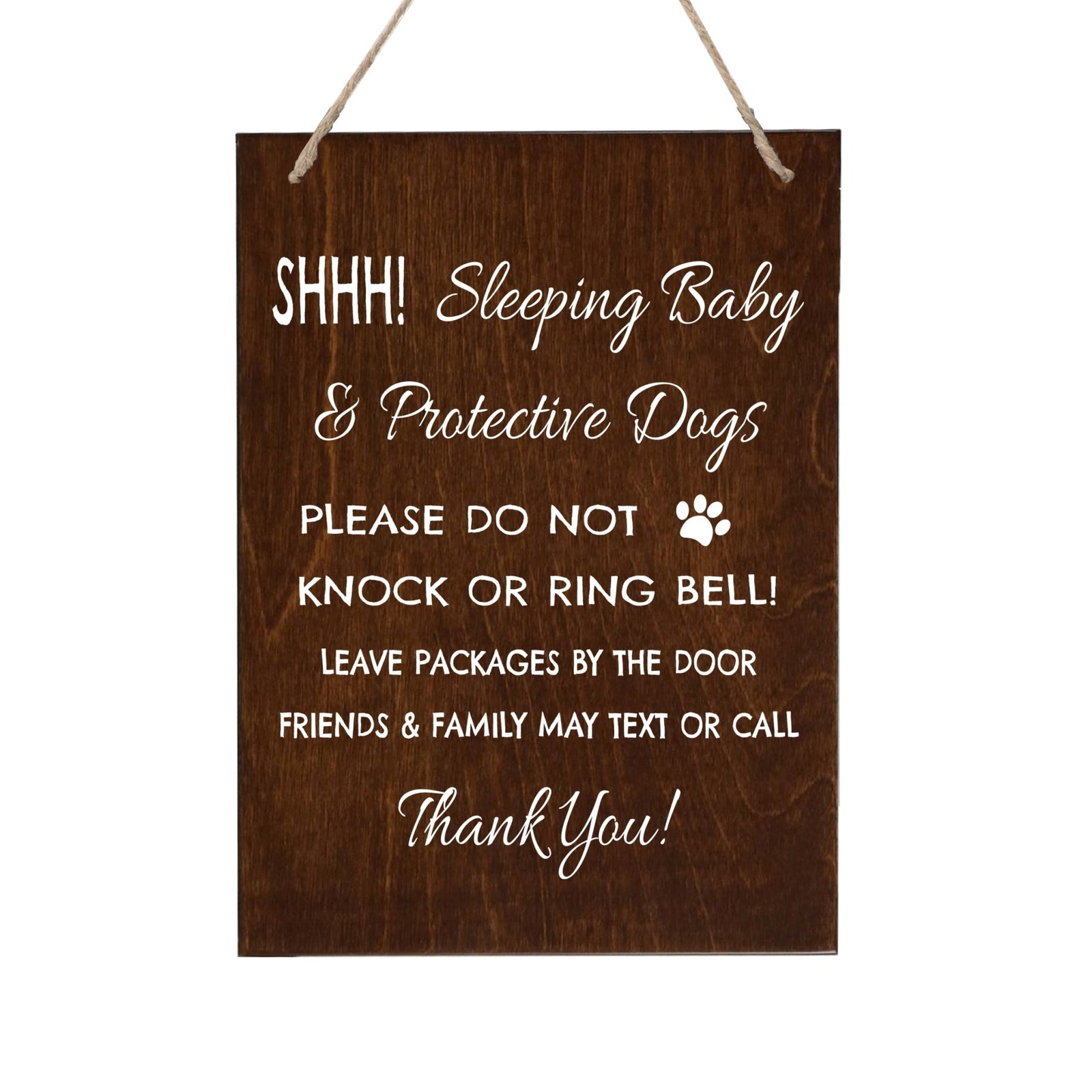 Sleeping Baby Rope Sign for Front Door - SHHH! - LifeSong Milestones