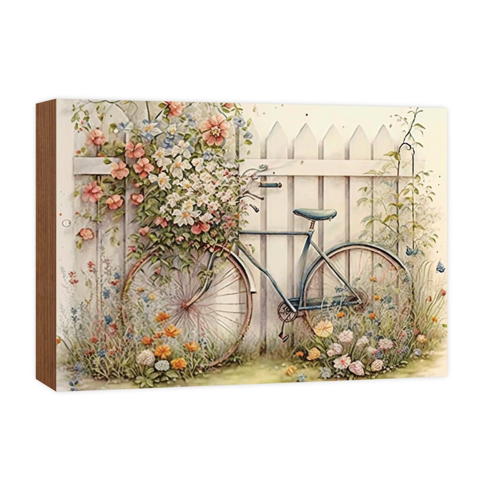 Spring Bike Shelf Sitter - Rustic Wooden Home Décor for Farmhouse & Seasonal Display - LifeSong Milestones