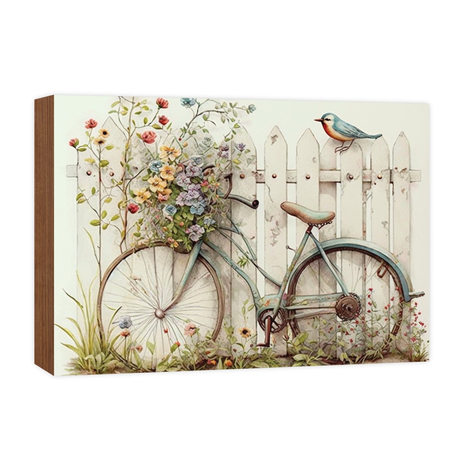 Spring Bike Shelf Sitter - Rustic Wooden Home Décor for Farmhouse & Seasonal Display - LifeSong Milestones