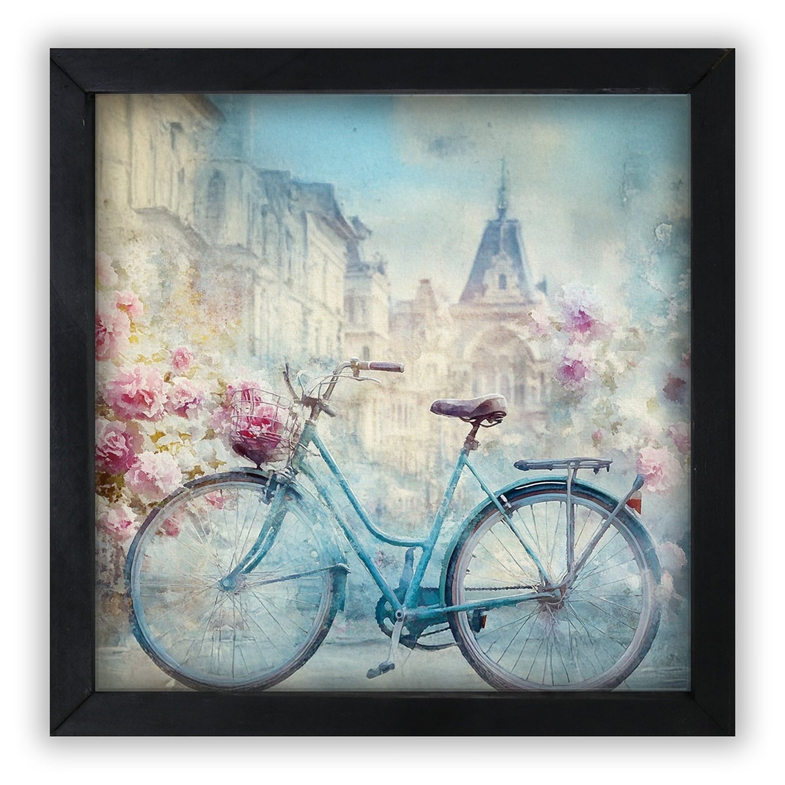 Spring Bike Wall Art Print - Rustic Framed Wood Sign 20x20 for Home & Wall Décor - LifeSong Milestones