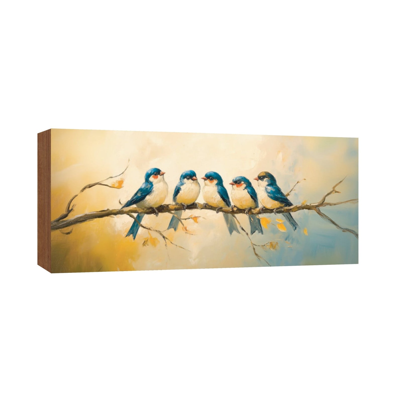 Spring Bird Shelf Sitter 10x4 — Wide Wooden Mantel & Tabletop Décor | 3 Nature Designs - LifeSong Milestones