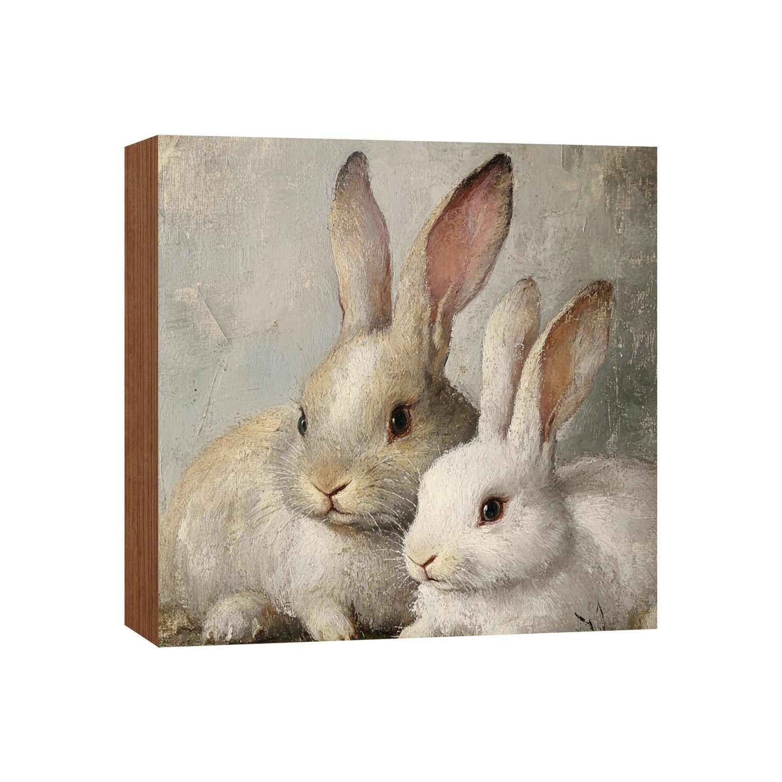 Spring Bunny Shelf Sitter 5x5 — Handcrafted Birch Wood Easter Tiered Tray Décor | Bunny Gift for Her - LifeSong Milestones