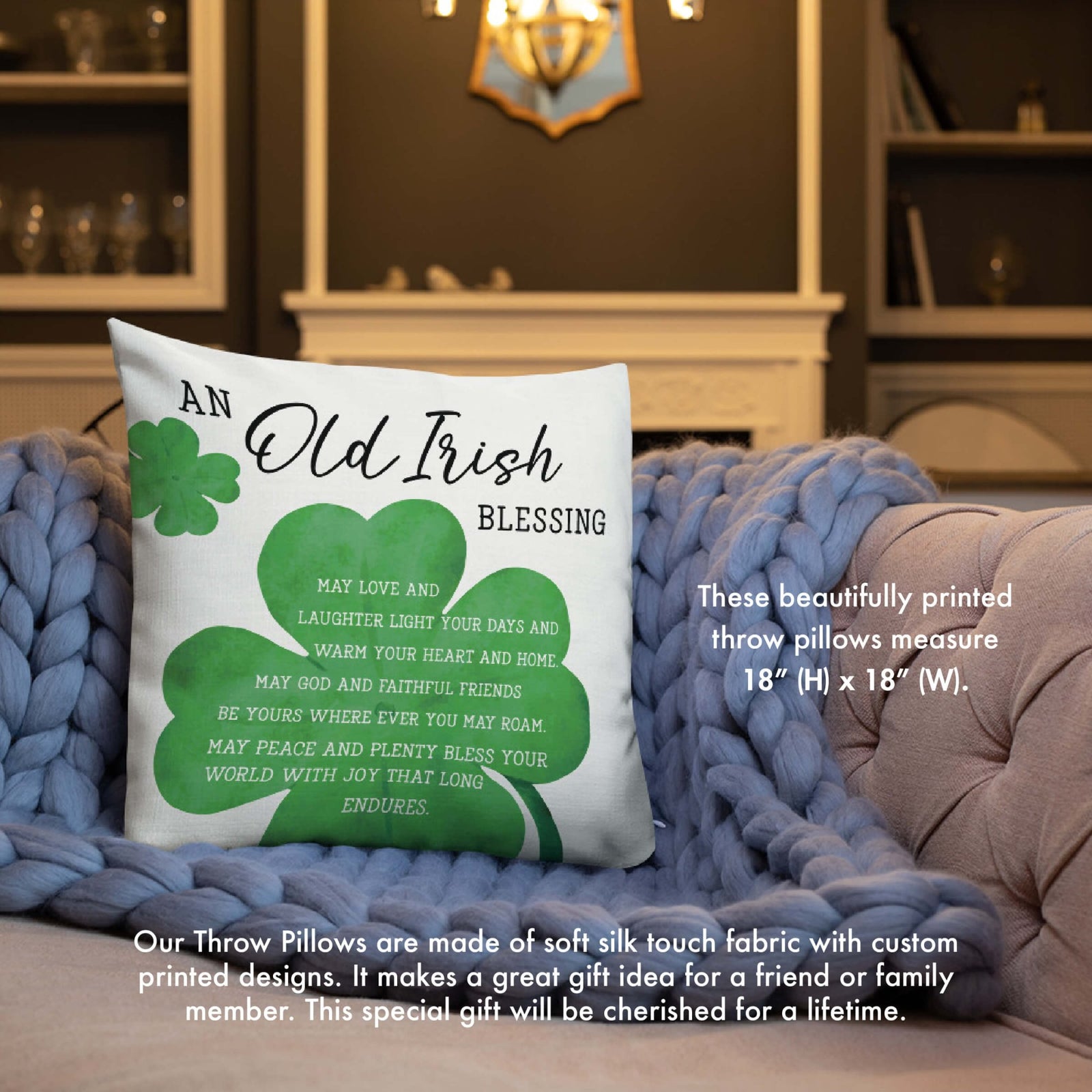 St. Patrick's Day Decorative Throw Pillow - An Old Irish Blessings - LifeSong Milestones