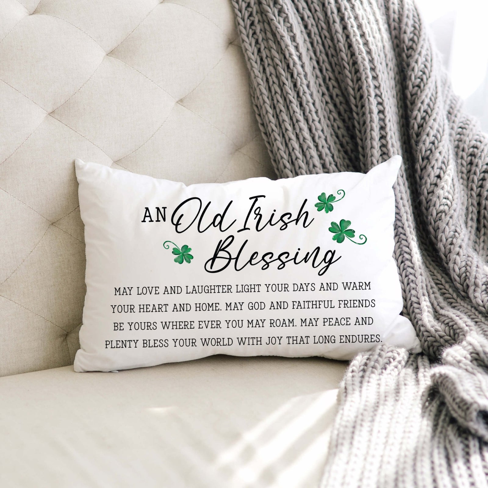 St. Patrick's Day Decorative Throw Pillow - An Old Irish Blessings - LifeSong Milestones