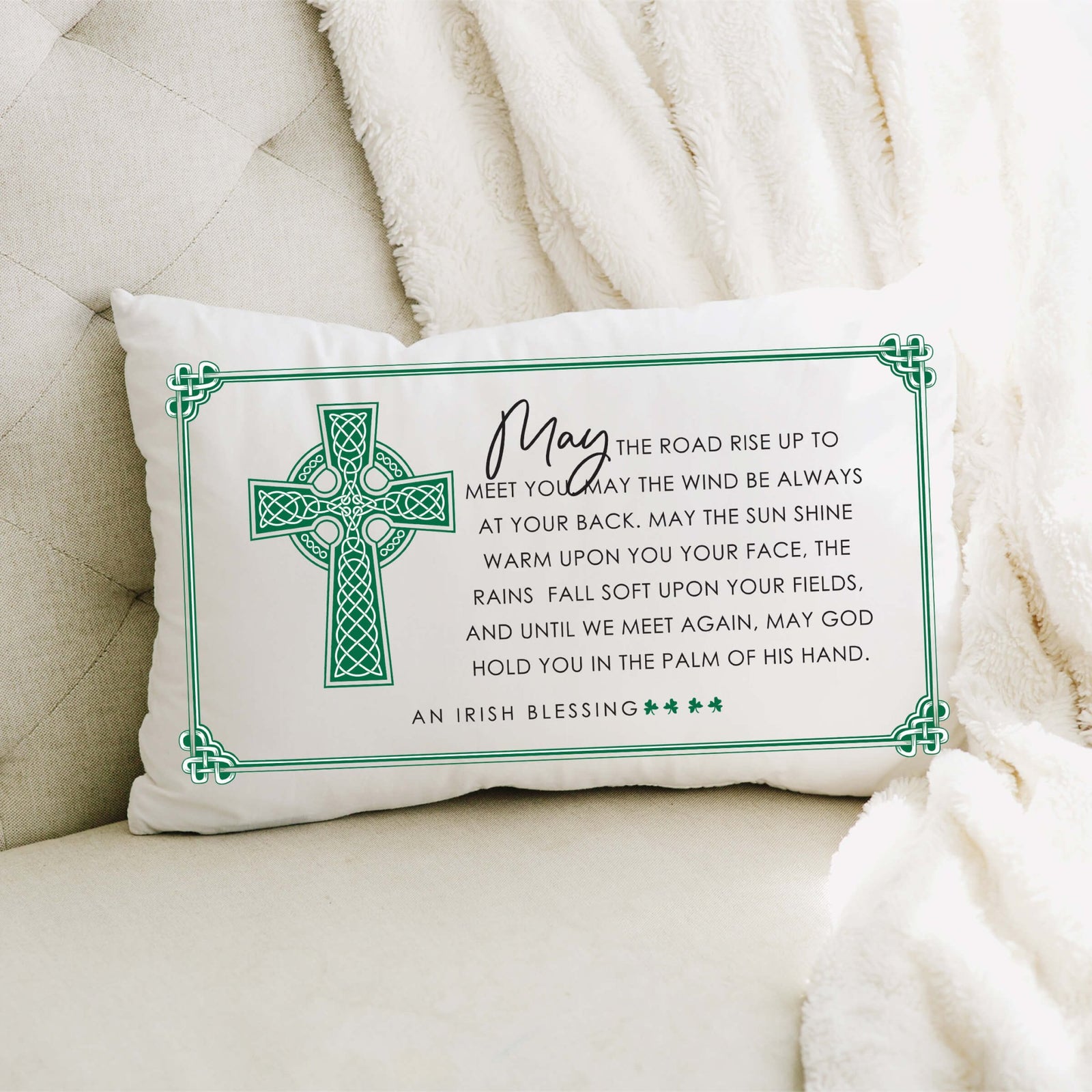 St. Patrick's Day Decorative Throw Pillow - May The Road Rise Up - LifeSong Milestones