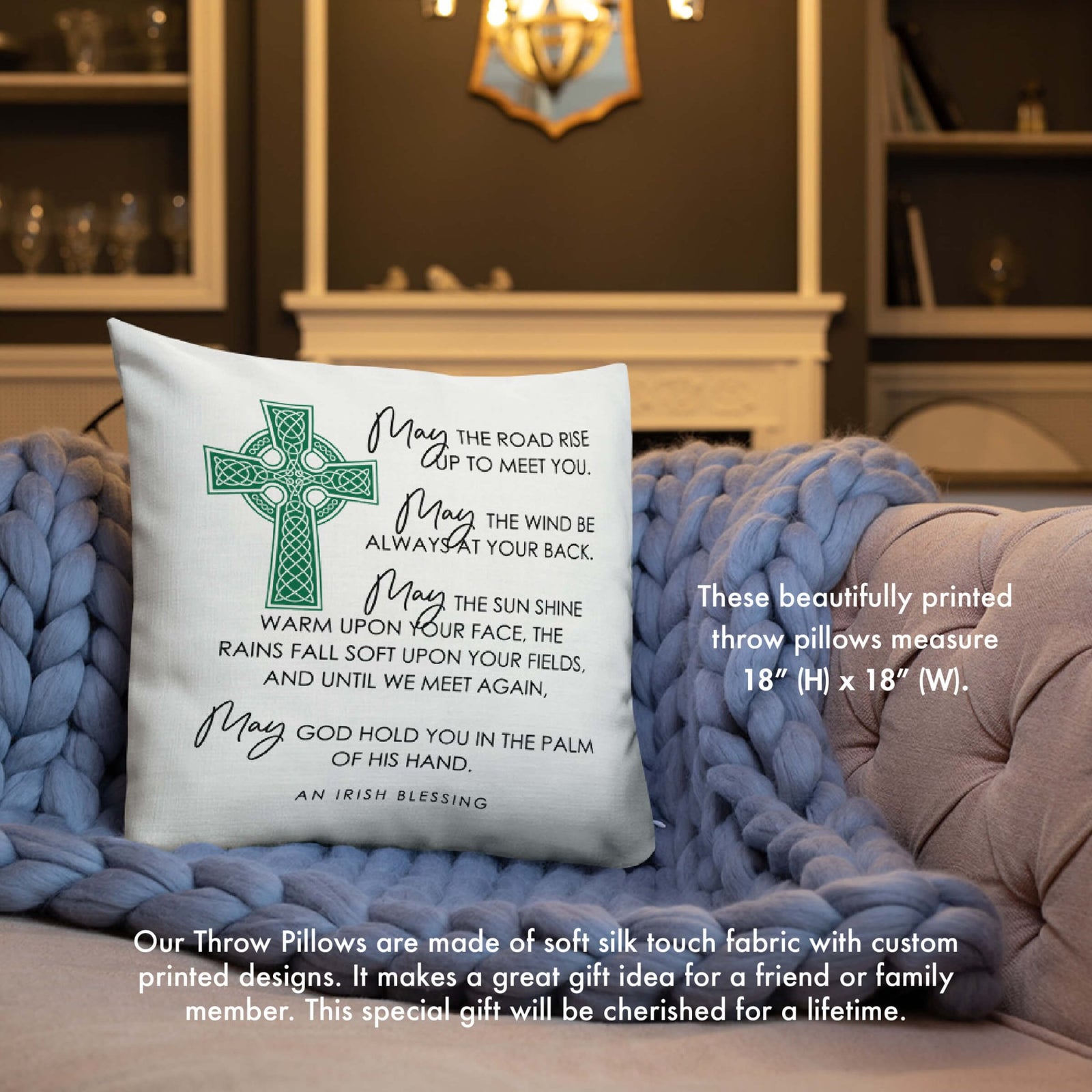 St. Patrick's Day Decorative Throw Pillow - May The Road Rise Up - LifeSong Milestones