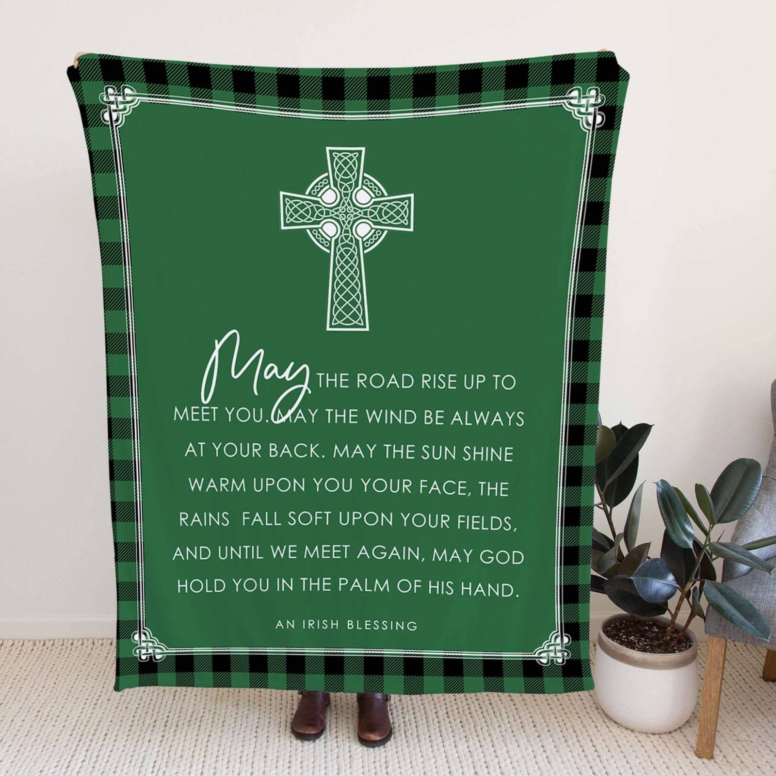 St. Patrick's Day Inspirational Soft And Lightweight Throw Blankets For Home Decor - May The Road Rise Up - LifeSong Milestones