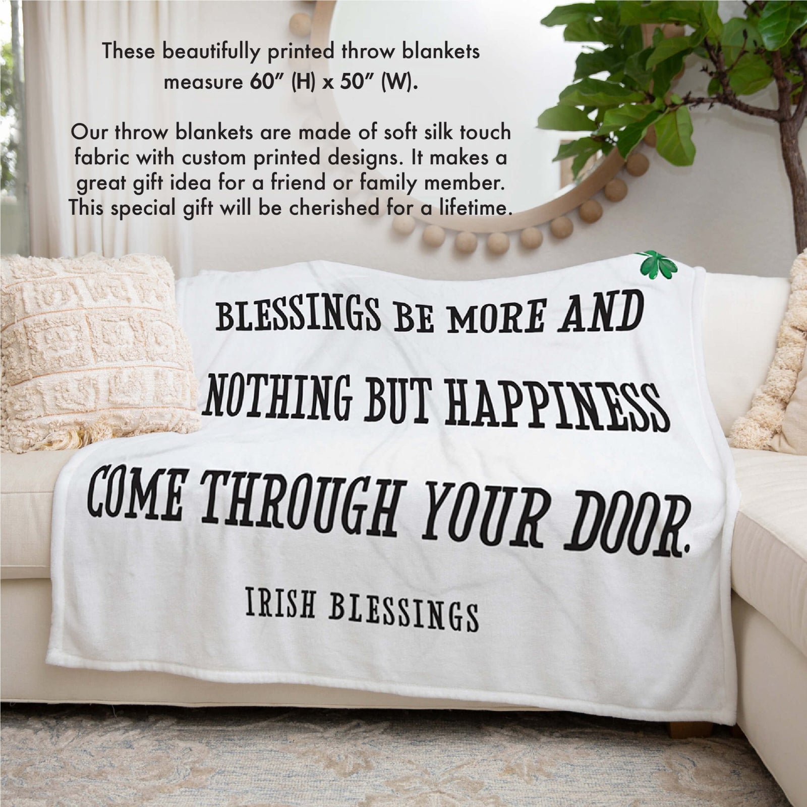 St. Patrick's Day Inspirational Soft And Lightweight Throw Blankets For Home Decor - May Your Troubles Be Less - LifeSong Milestones