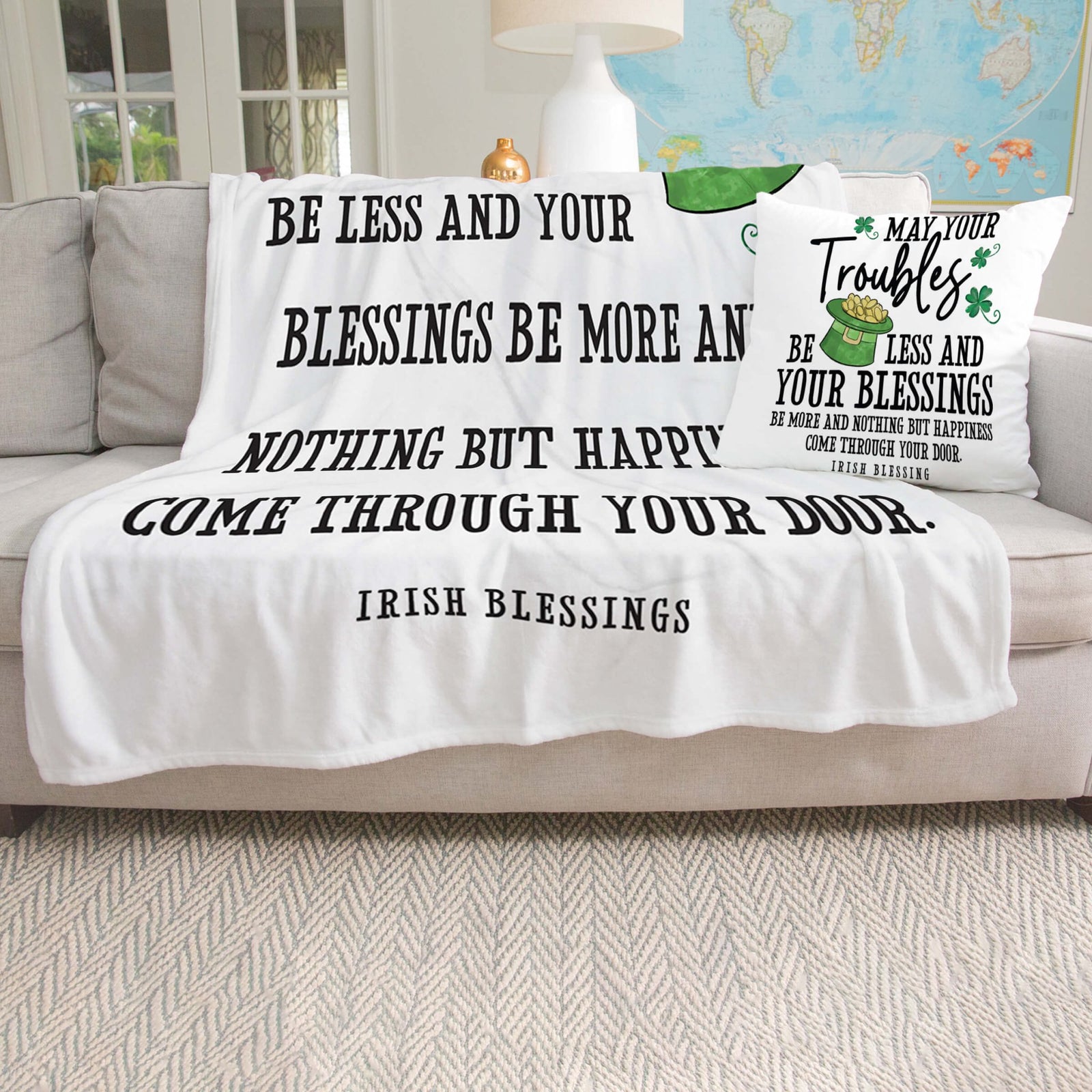 St. Patrick's Day Inspirational Soft And Lightweight Throw Blankets For Home Decor - May Your Troubles Be Less - LifeSong Milestones