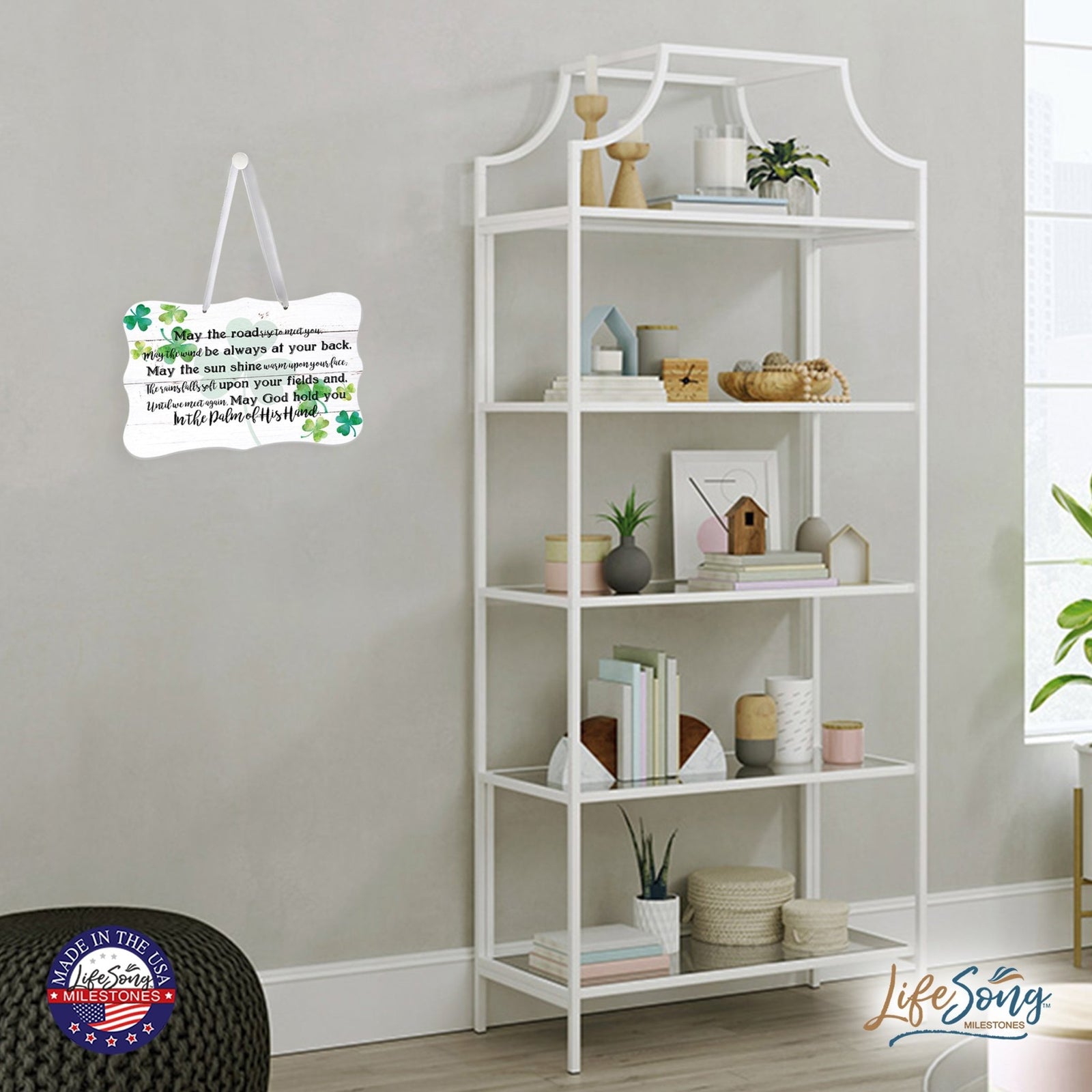 St. Patrick’s Day Irish Everyday Distressed Ribbon Wall Sign 8x12 - May The Road Rise To - LifeSong Milestones