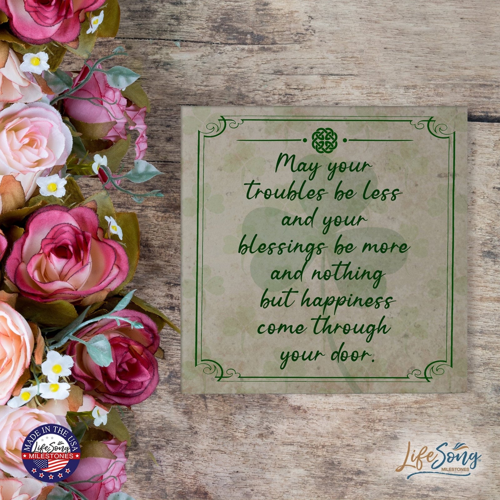 St. Patrick's Day Irish Everyday Trivet 5.75x5.75 - May Your Troubles Be Less - LifeSong Milestones