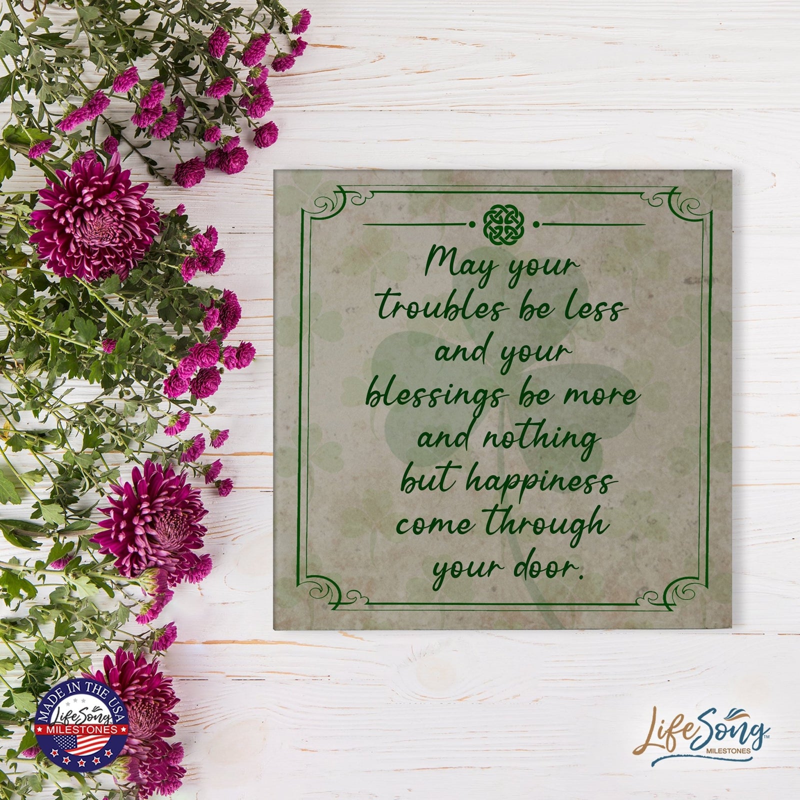 St. Patrick's Day Irish Everyday Trivet 5.75x5.75 - May Your Troubles Be Less - LifeSong Milestones