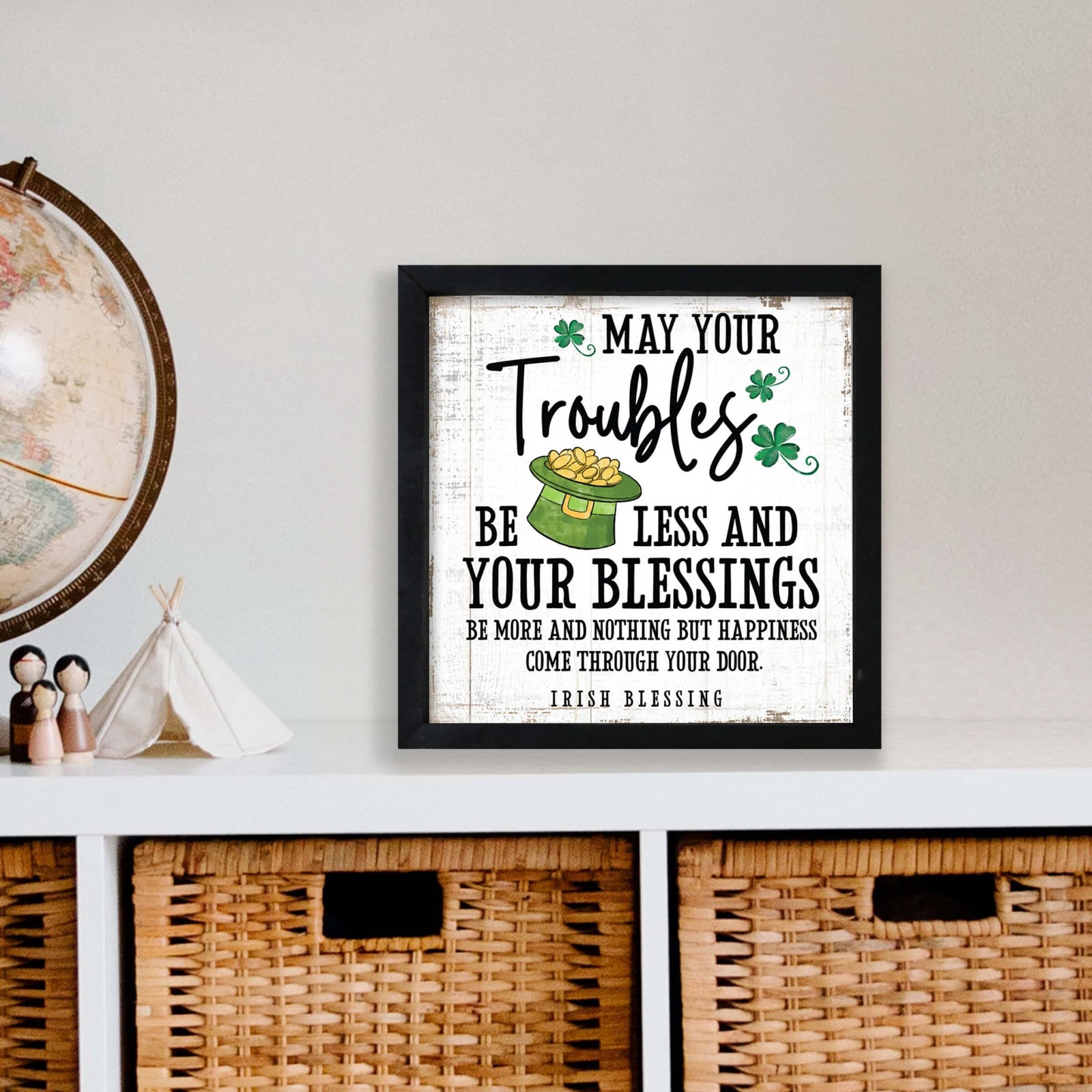 St. Patrick's Day Wooden Framed Shadow Box | Irish Blessing Modern Family Home Décorations - LifeSong Milestones