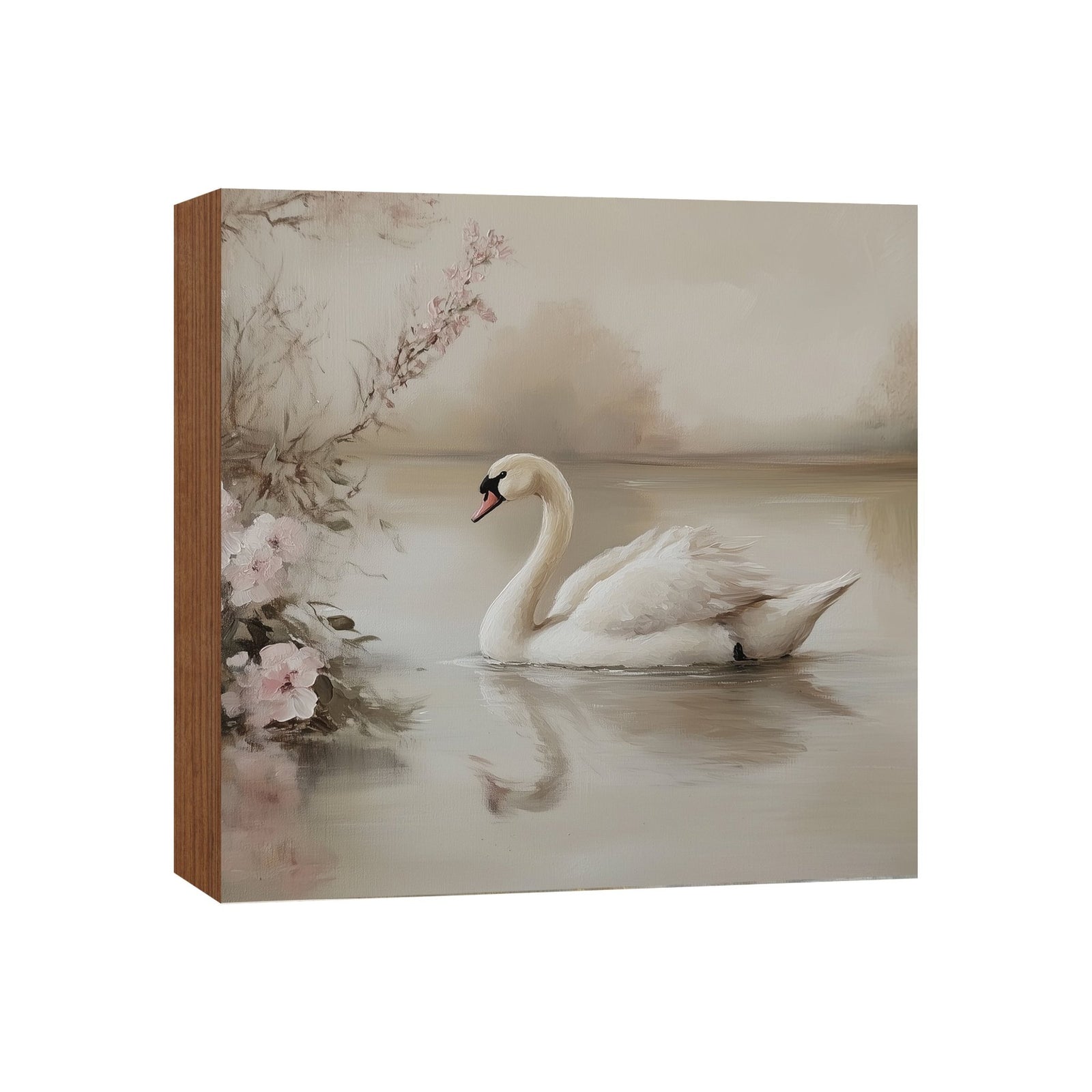 Swan Shelf Sitter 5x5 — Square Birch Wood Elegant Nature Décor for Tiered Tray & Shelf | Swan Gift - LifeSong Milestones