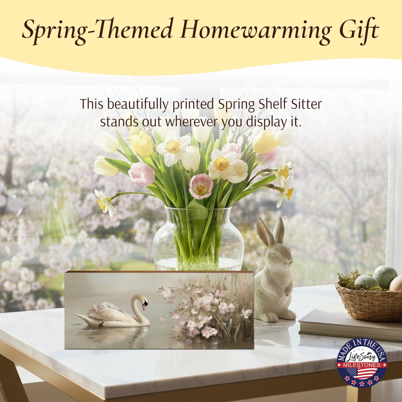 Swan Shelf Sitter — Handcrafted Birch Wood Elegant Nature Décor for Mantel & Shelf | Swan Gift - LifeSong Milestones