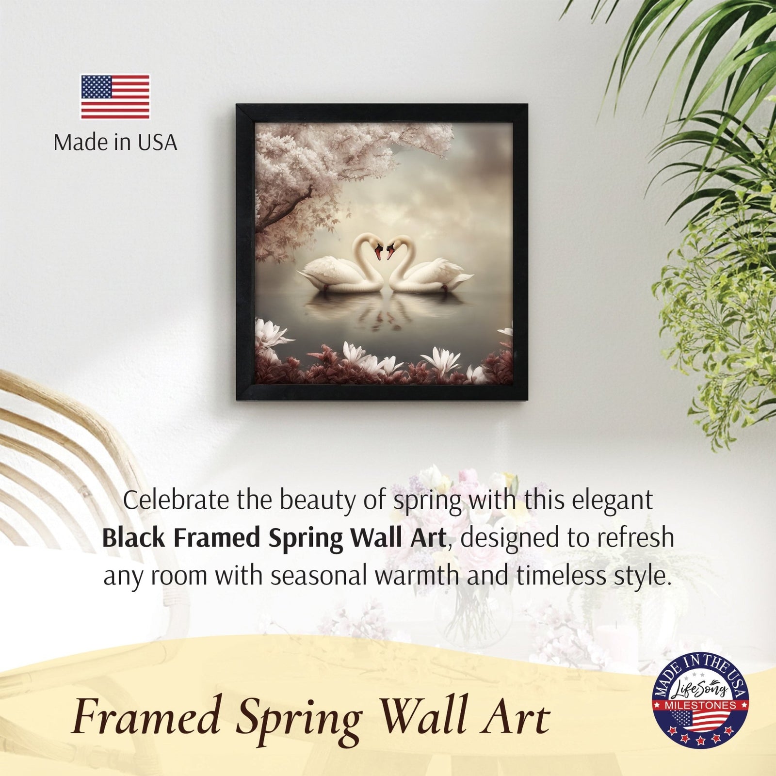 Swan Wall Art for Home — 20x20 Handcrafted Framed Wood Sign | Elegant Nature Décor Gift - LifeSong Milestones