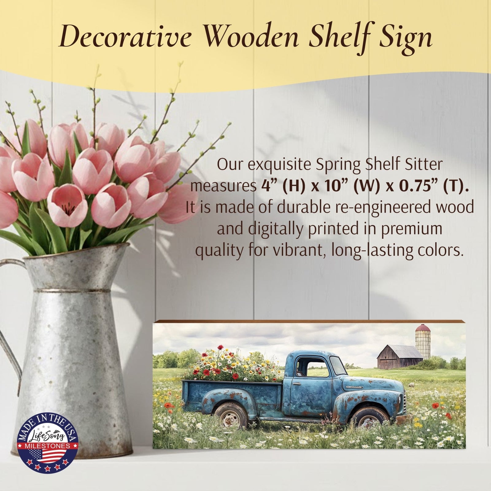 Truck Shelf Sitter — Handcrafted Wood Farmhouse Décor for Mantel & Shelf | Truck Lover Gift - LifeSong Milestones