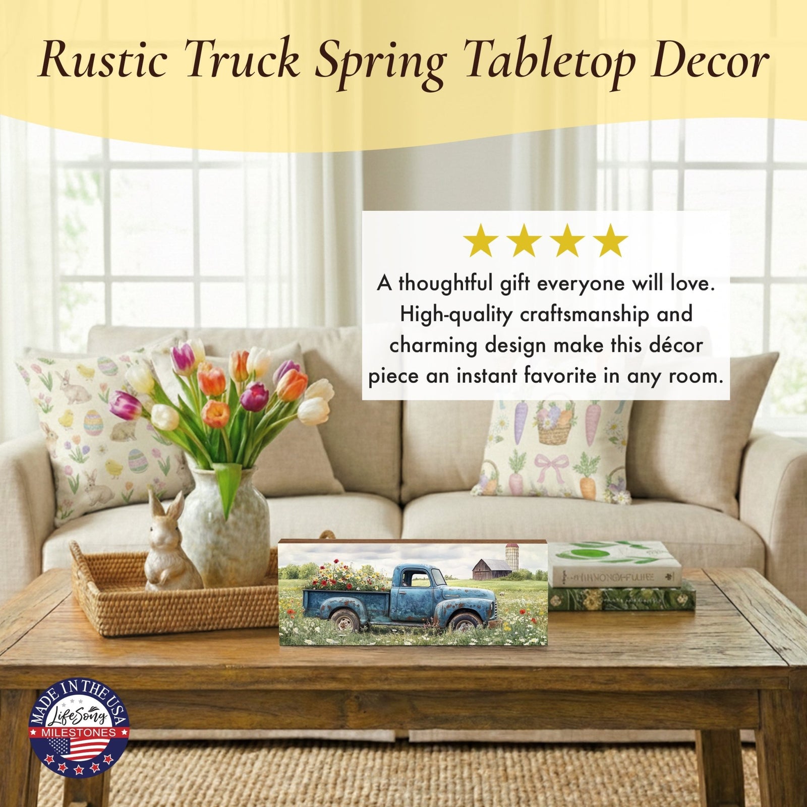 Truck Shelf Sitter — Handcrafted Wood Farmhouse Décor for Mantel & Shelf | Truck Lover Gift - LifeSong Milestones