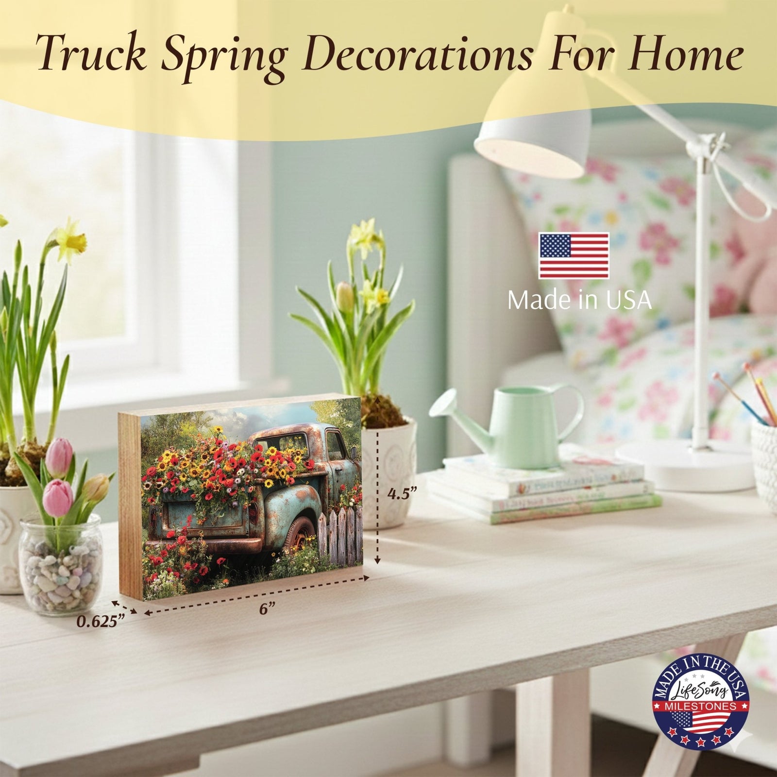 Truck Shelf Sitter — Handcrafted Wood Farmhouse Décor for Mantel & Shelf | Truck Lover Gift - LifeSong Milestones