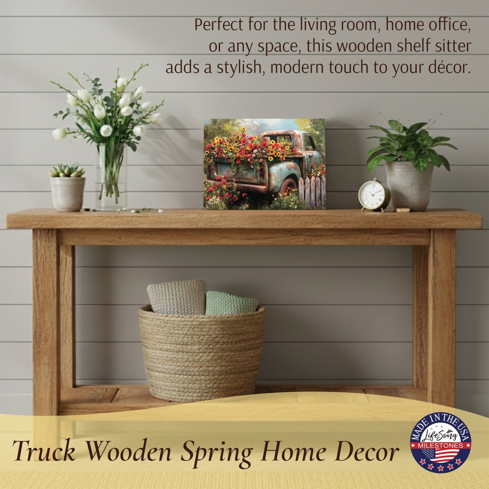 Truck Shelf Sitter — Handcrafted Wood Farmhouse Décor for Mantel & Shelf | Truck Lover Gift - LifeSong Milestones