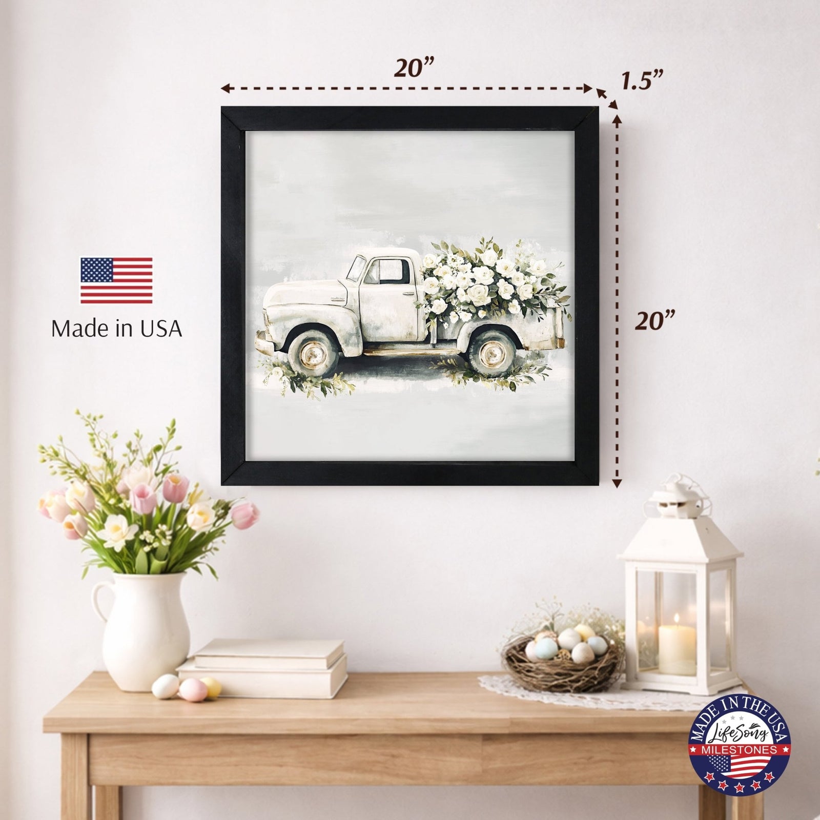 Truck Wall Art for Home — 20x20 Handcrafted Framed Wood Sign | Farmhouse Décor Gift for Truck Lovers - LifeSong Milestones