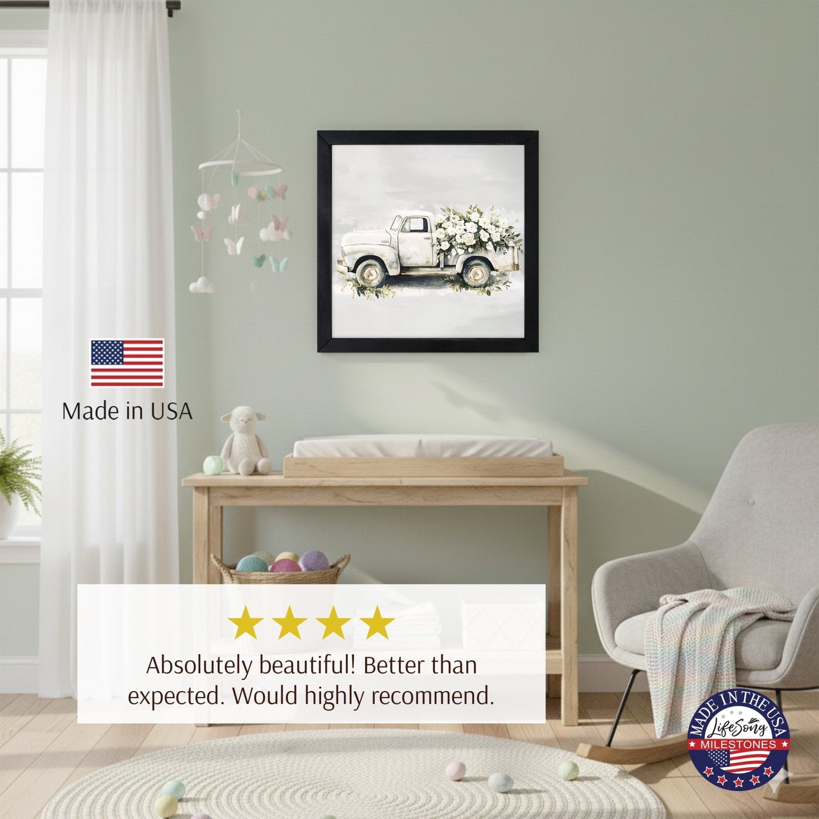 Truck Wall Art for Home — 20x20 Handcrafted Framed Wood Sign | Farmhouse Décor Gift for Truck Lovers - LifeSong Milestones