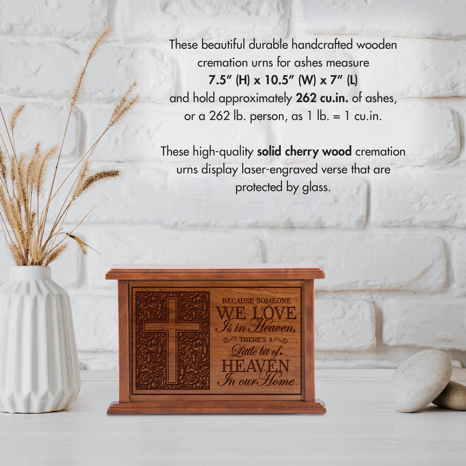 Unique Cremation Wooden Urn Box for Human Ashes - Because Someone We Love - LifeSong Milestones