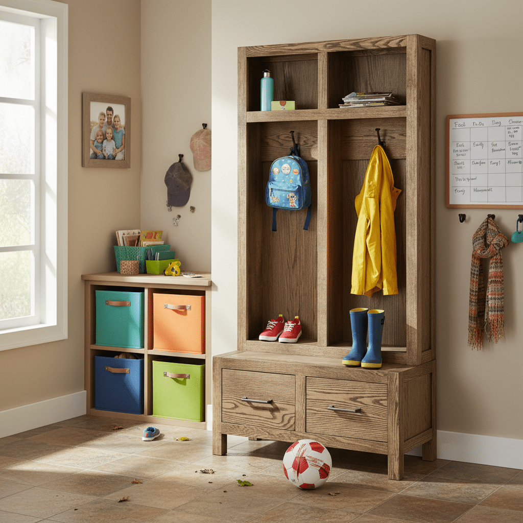 Washington Wooden Hall Tree Bench - Entryway Organizer with Shoe Storage, Coat Rack & Seating for Mudroom - LifeSong Milestones