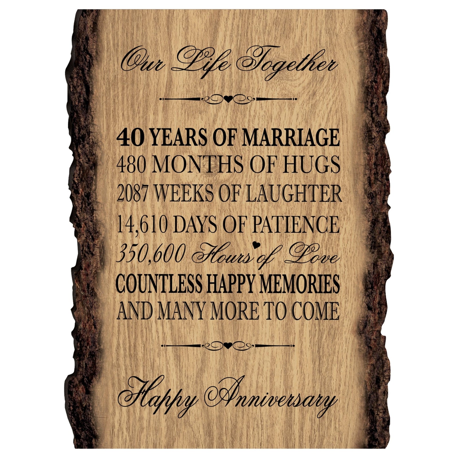 Wedding Anniversary Bark Wood Wall Plaque - Our Life Together - LifeSong Milestones