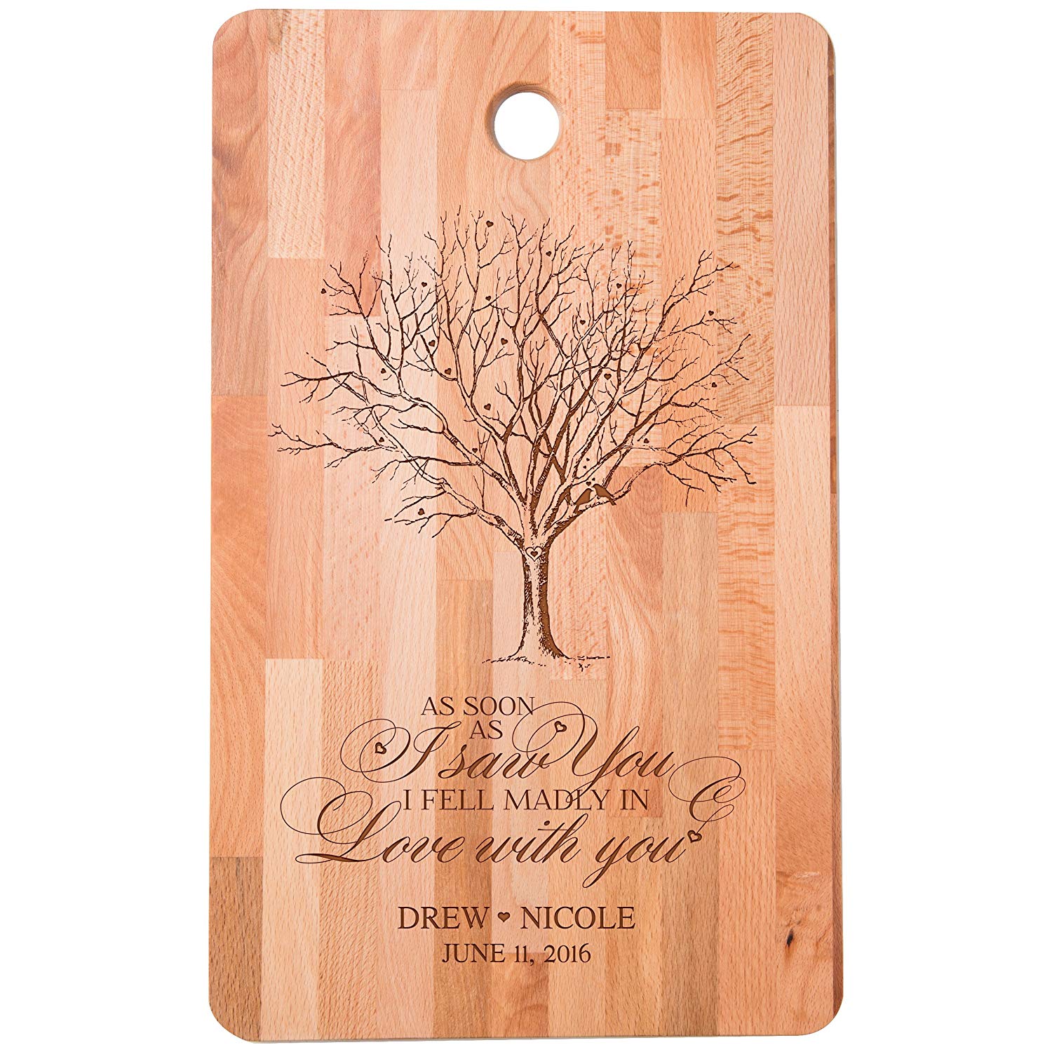 Wedding Anniversary Personalized Bamboo Cutting Board - Madly In Love - LifeSong Milestones