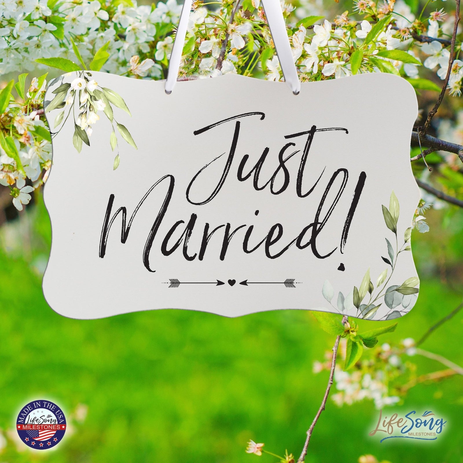 Wedding Wall Hanging Sign - Just Married - LifeSong Milestones