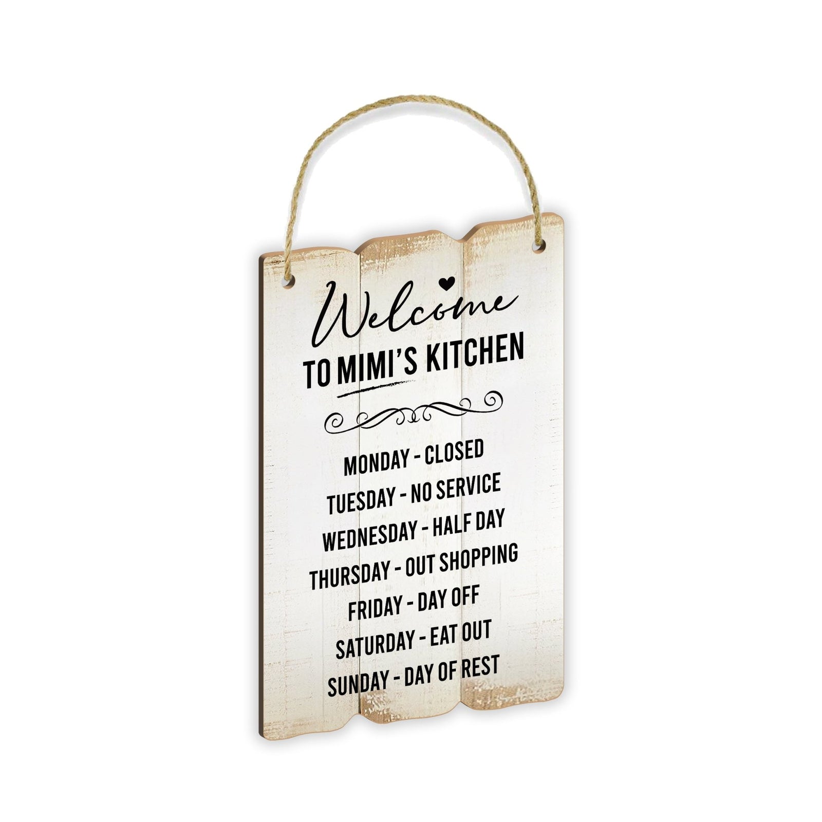 Welcome Mimi’s Kitchen Inspirational Wooden Wall Hanging Shaped Rope Sign Kitchen Home Décor - LifeSong Milestones