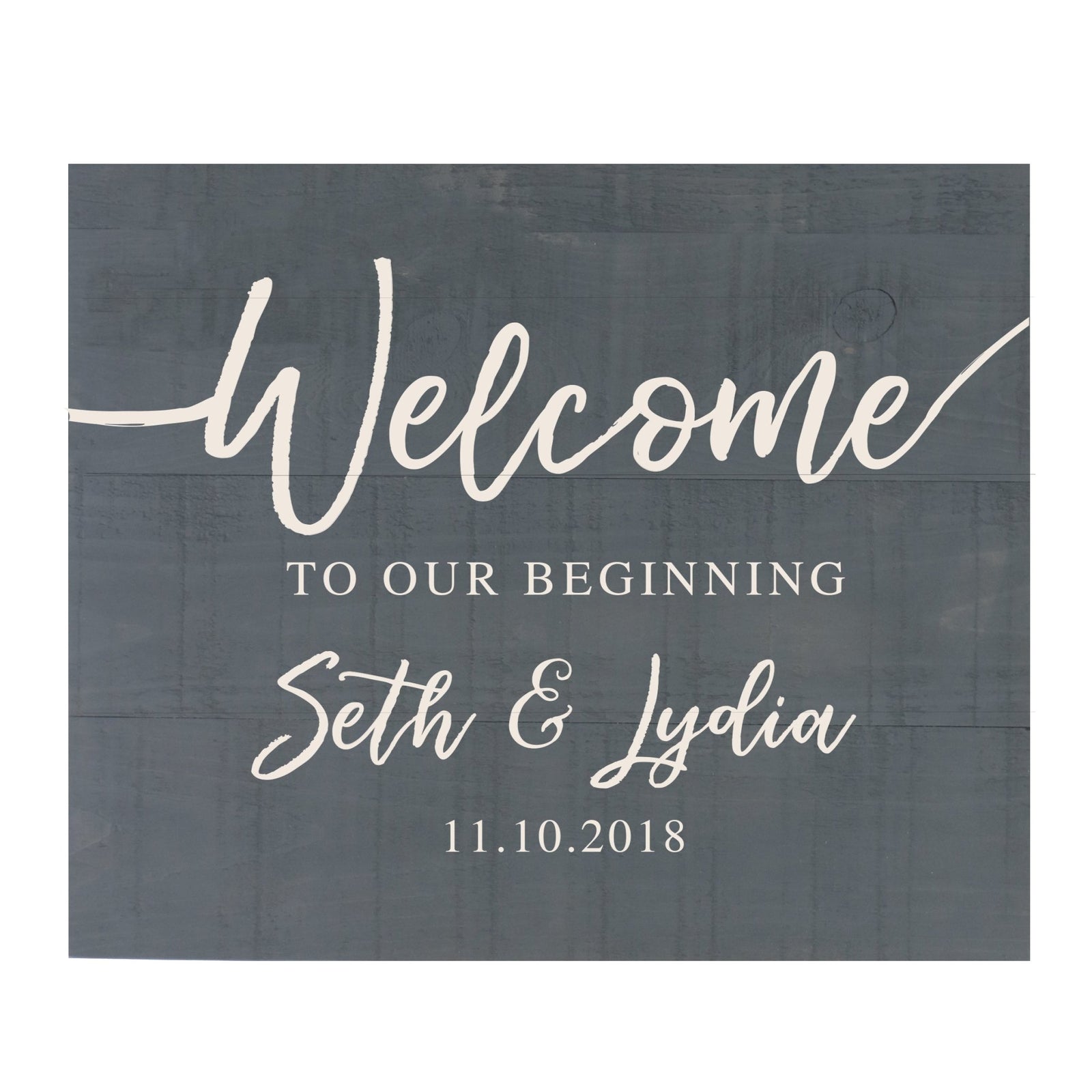 Welcome to Our Beginning Personalized Pallet Wood Wedding Sign - LifeSong Milestones
