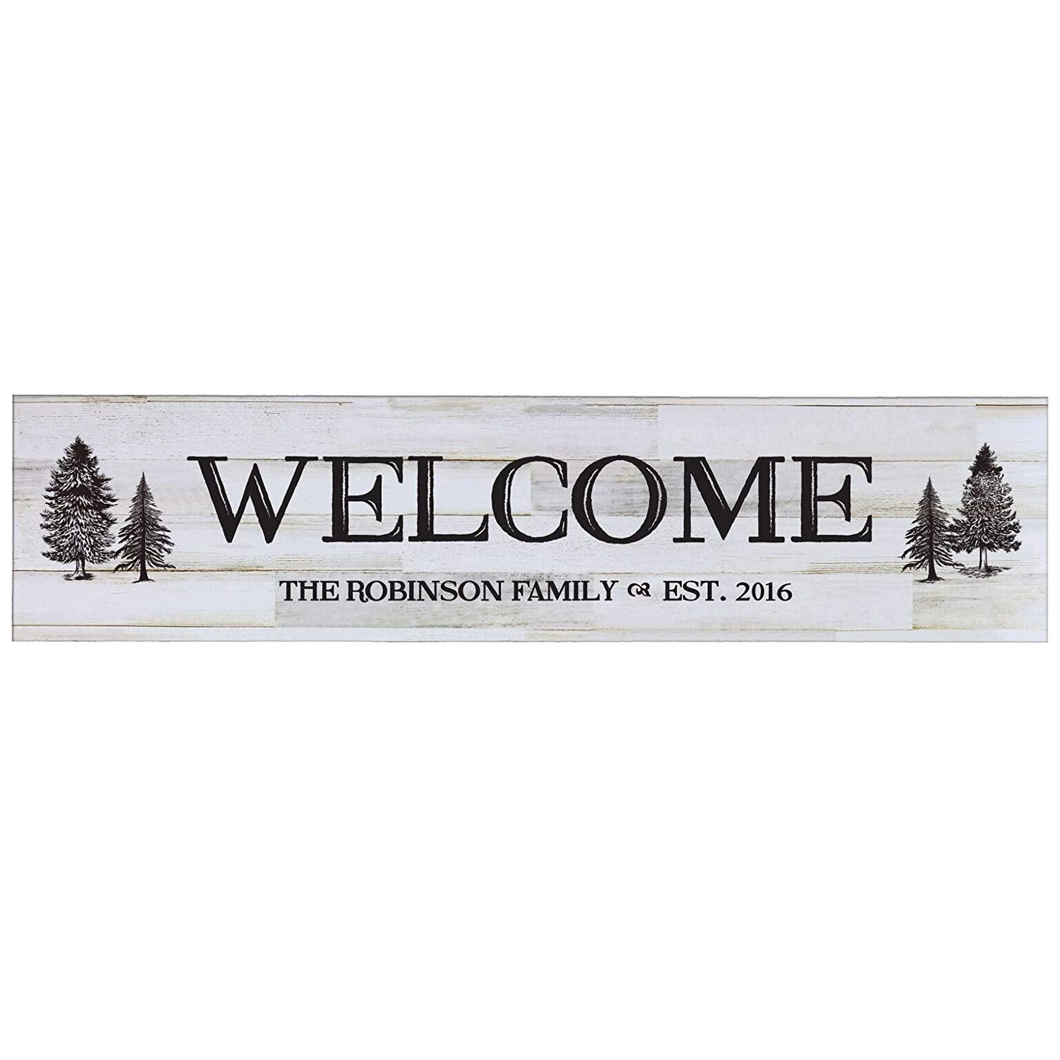 Welcome Wooden Wall Sign Art Size Distressed White 10 x 40 - LifeSong Milestones