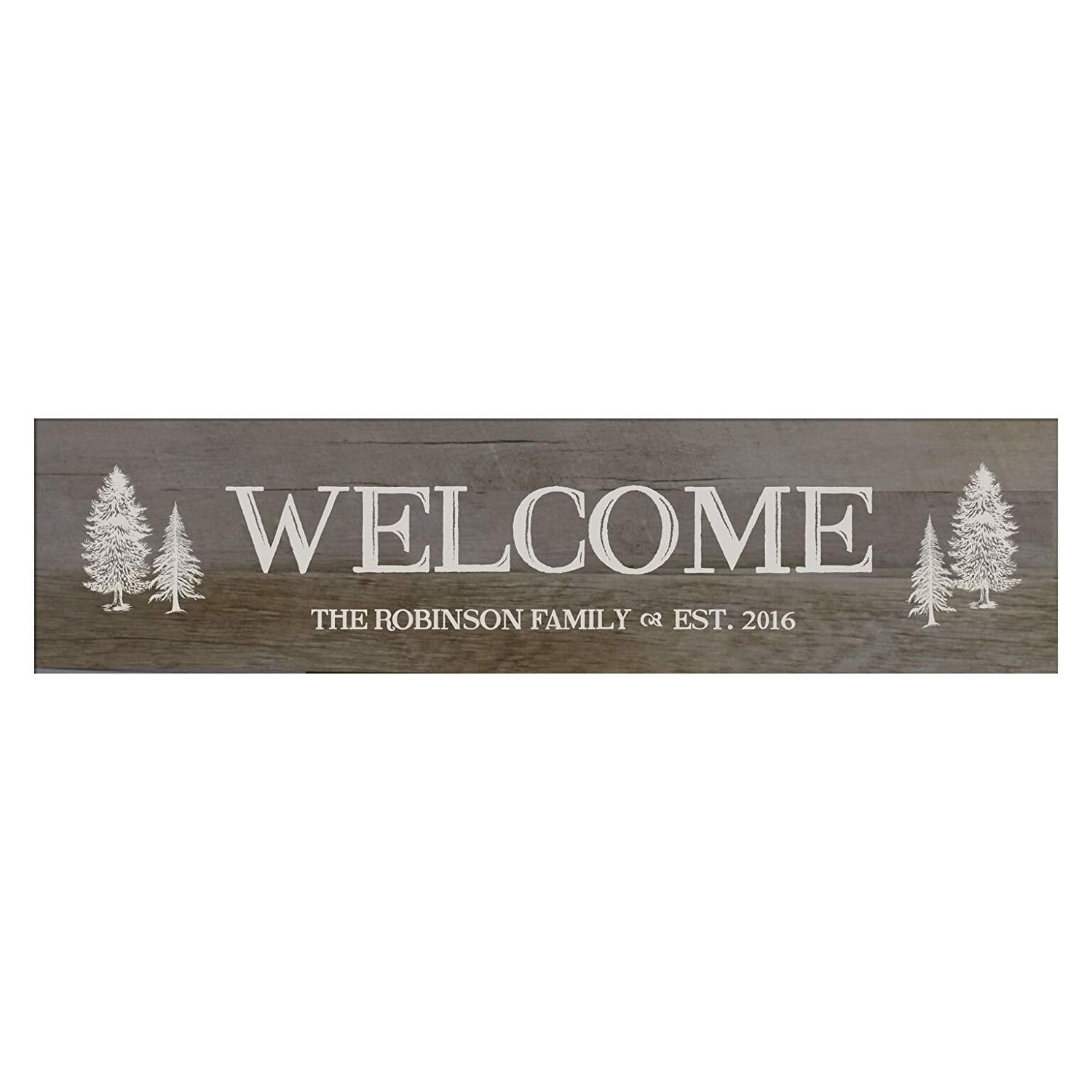 Welcome Wooden Wall Sign With Tree Art Size Barnwood 10 x 40 - LifeSong Milestones