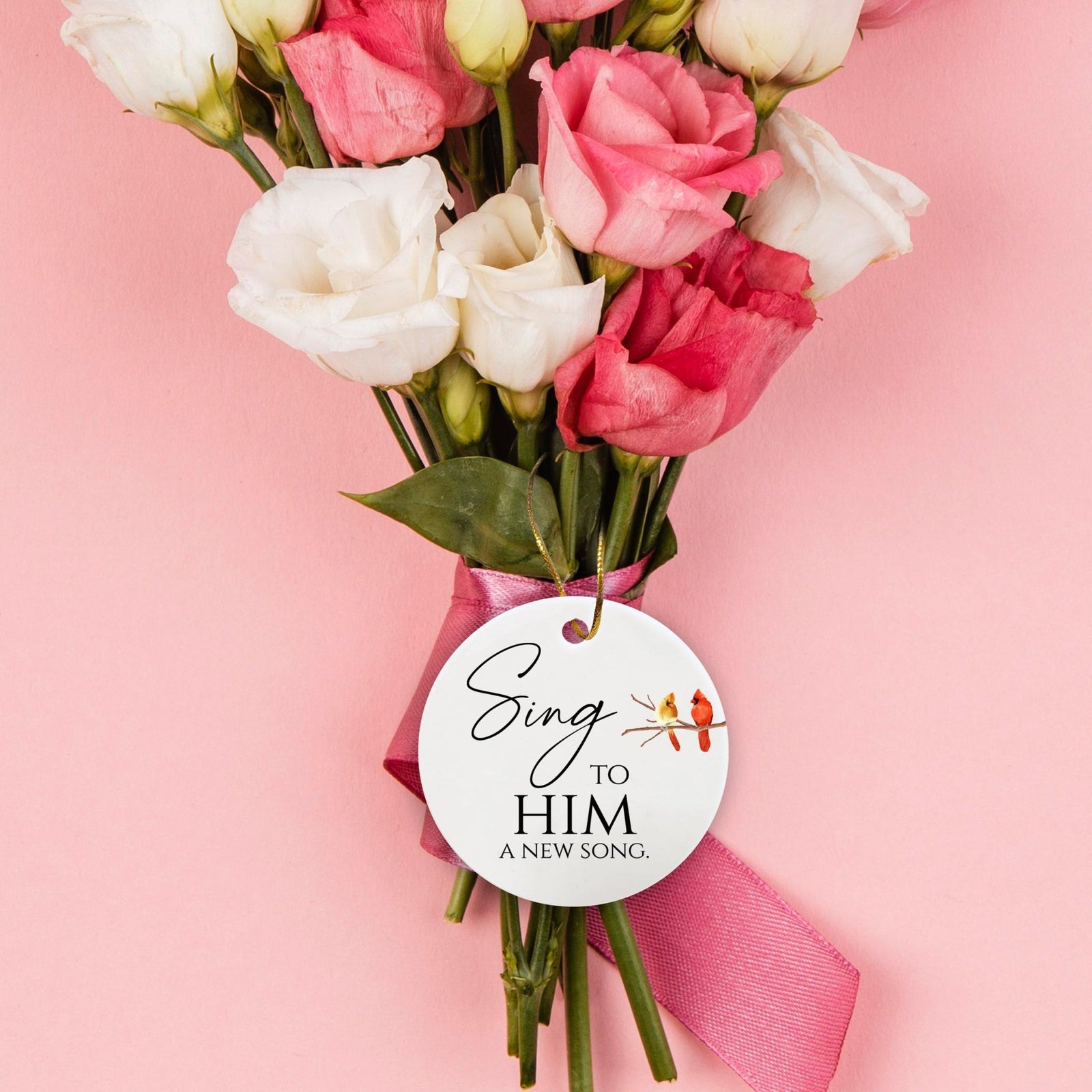 White Ceramic Cardinal Ornament With Everyday Verses Gift Ideas - Sing To Him - LifeSong Milestones
