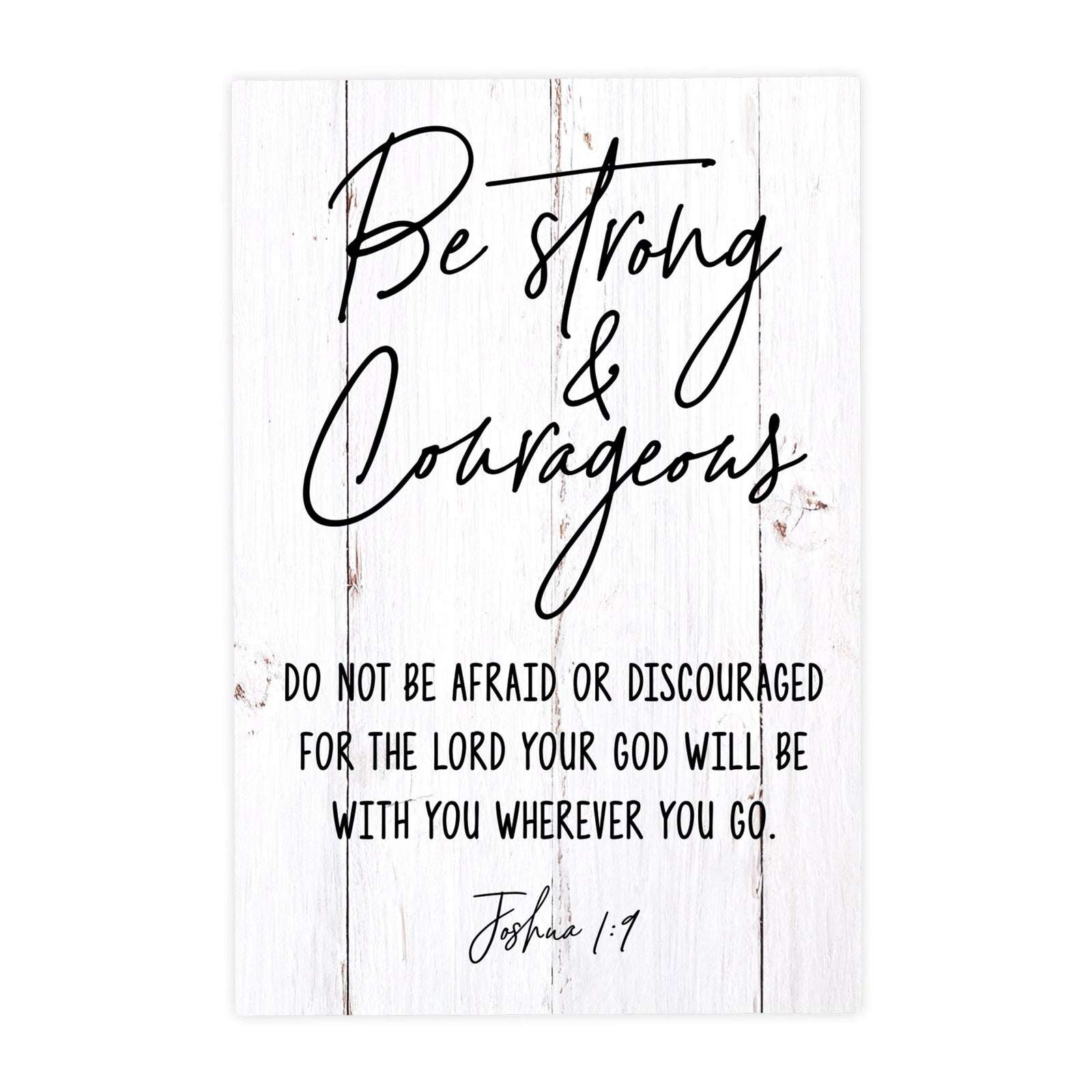 Wood Wall Sign with Inspirational Bible Verse Be Strong & Courageous Table Top Home Office Desk Decoration 5.5x8in - LifeSong Milestones